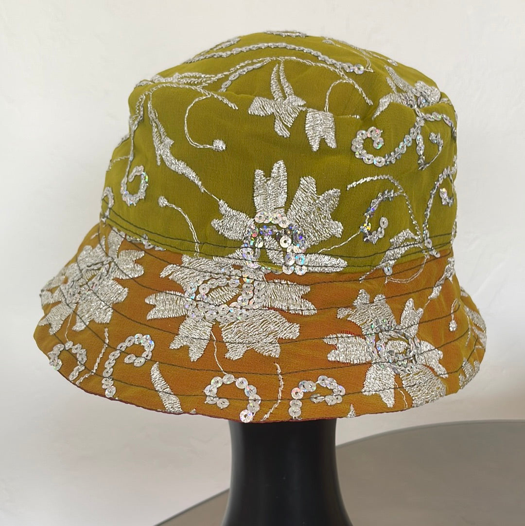 Patchwork bucket hat made from sustainable upcycled Indian saris Luna