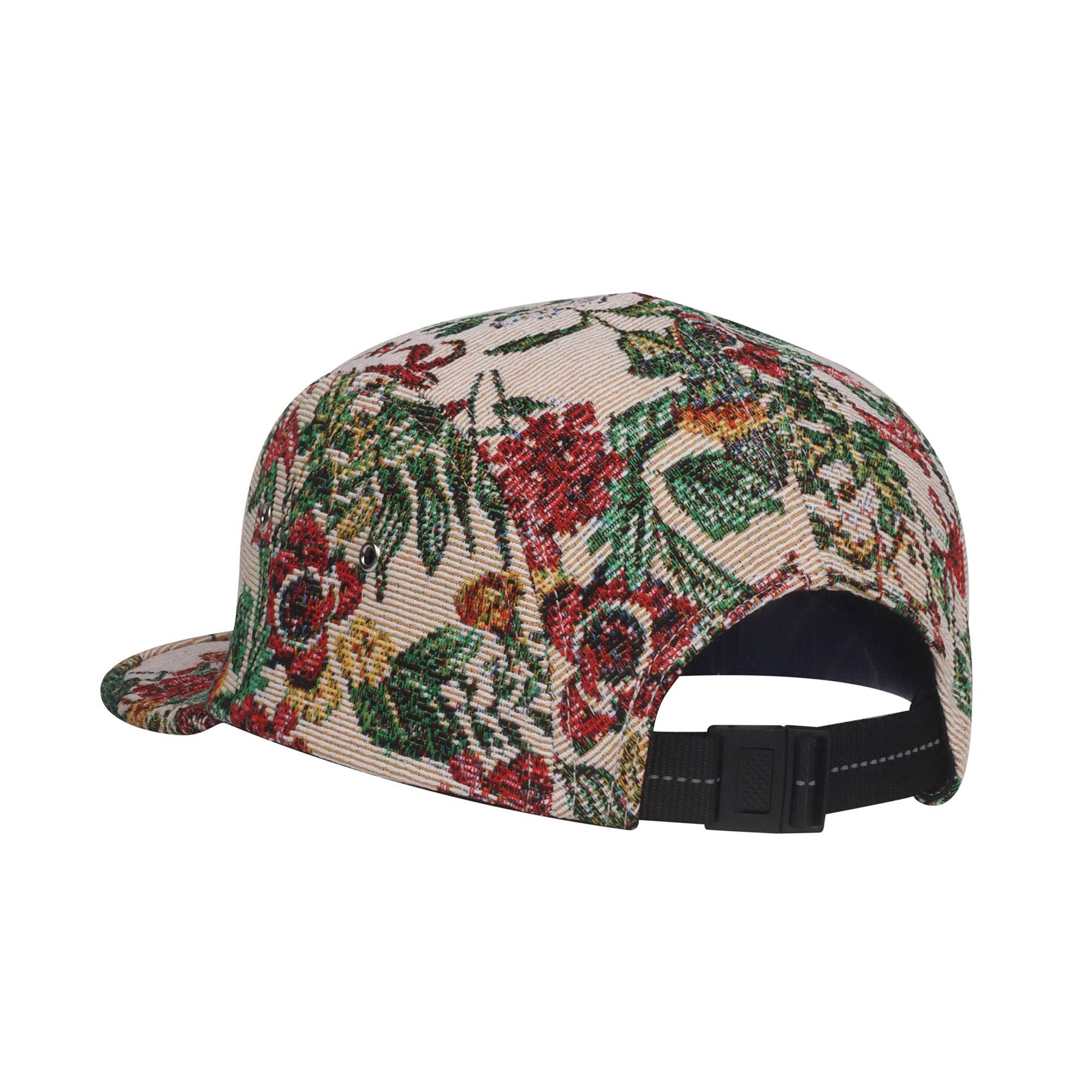 Hatphile Flower Multicolored Jacquard 5 Panel Hat Camp Cap: Beige