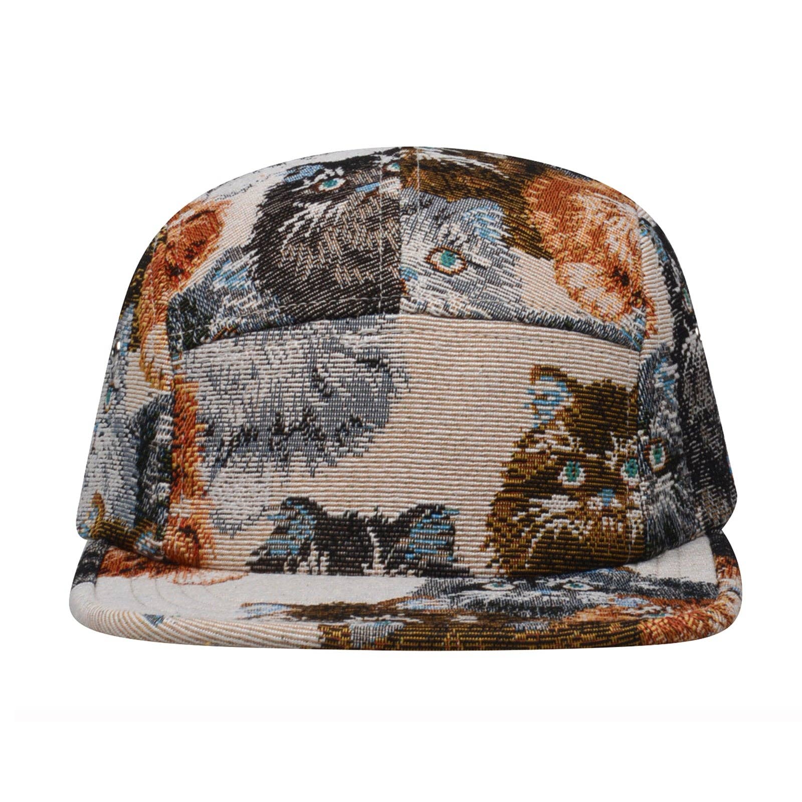 HatPhile Unique Cat Jacquard 5-Panel Hat – Playful & Premium Designs: Beige L