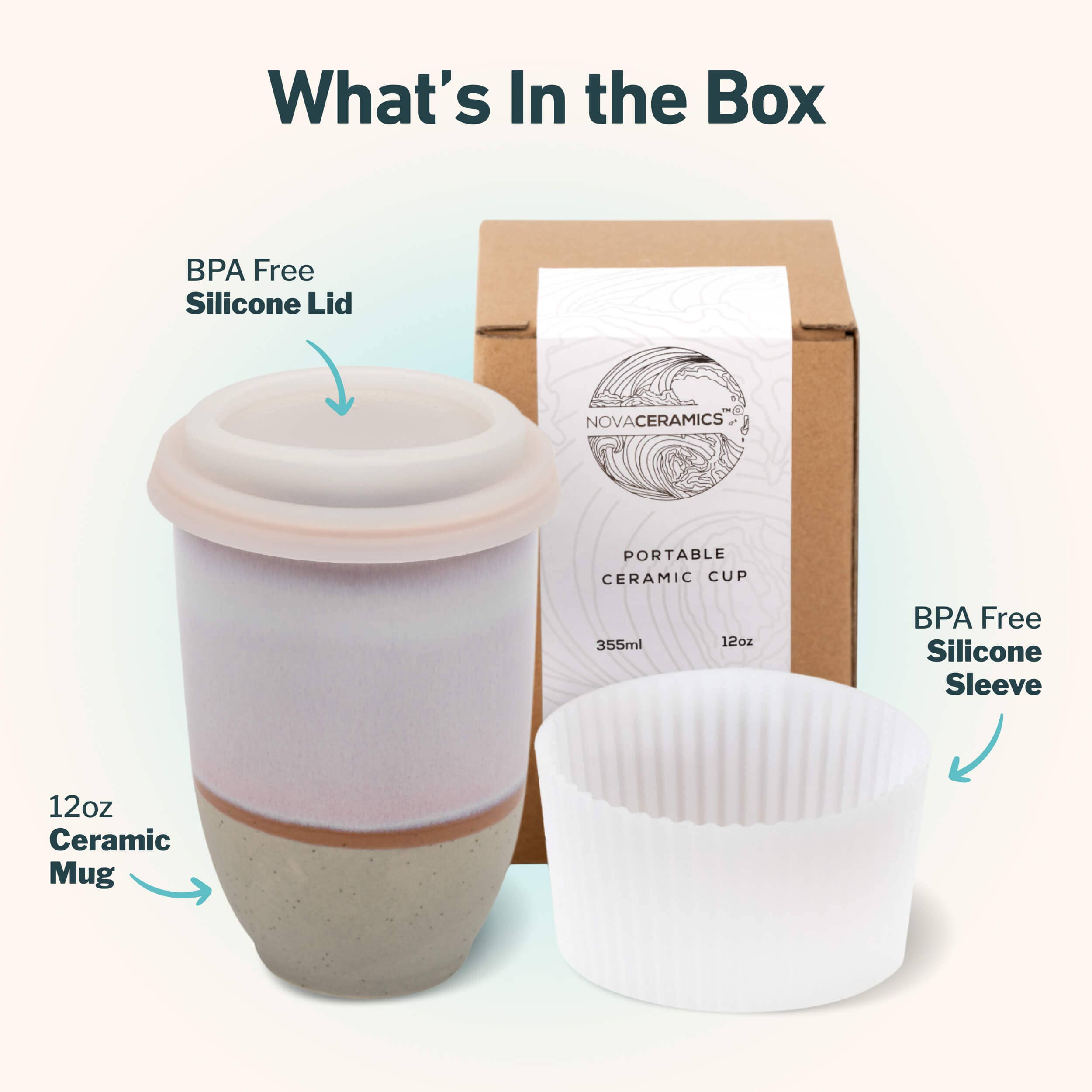 Horizon Ceramic Travel Mug – 12oz with Lid & Sleeve – Luna Wild Collection