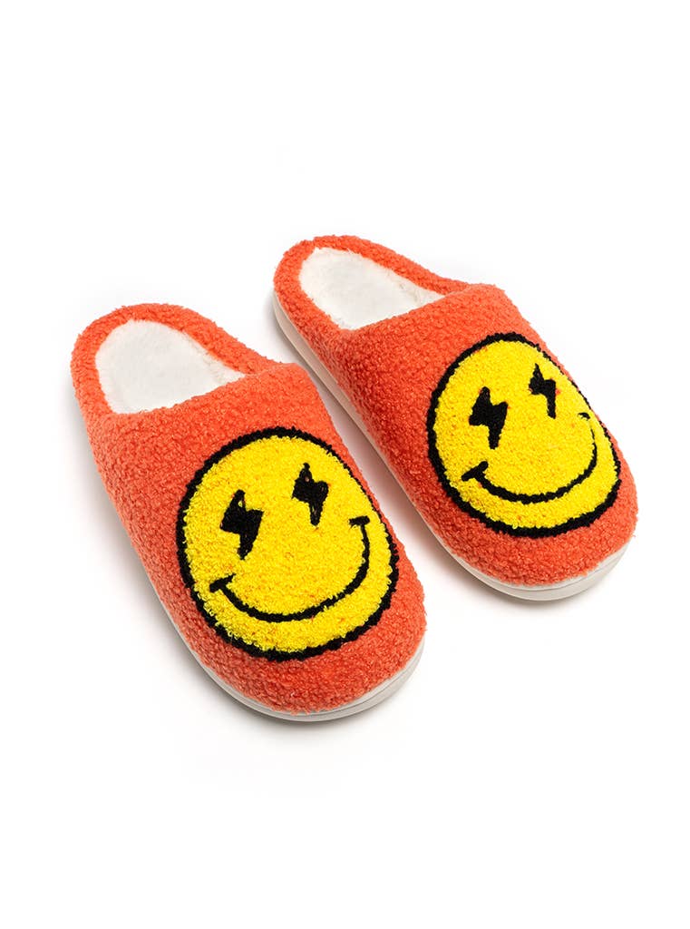 Indoor / Outdoor Slippers - Bolt Eyes Happy Faces - Orange: M/L