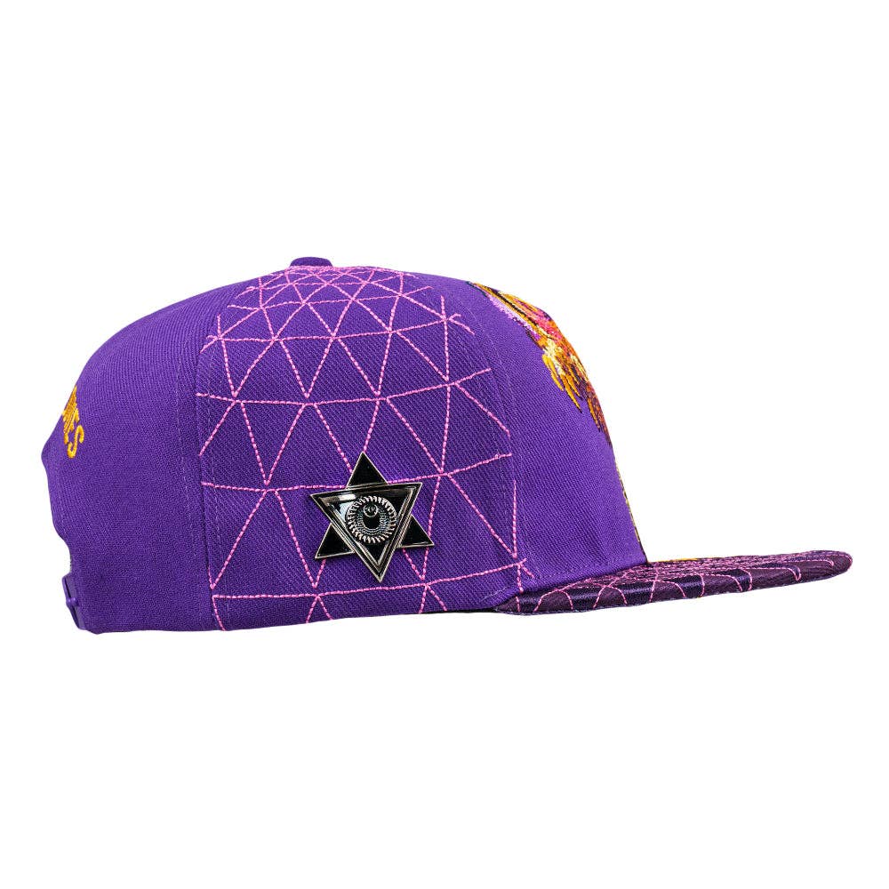 Android Jones Humming Dragon Purple Snapback Hat: Purple / Snapback / L/XL