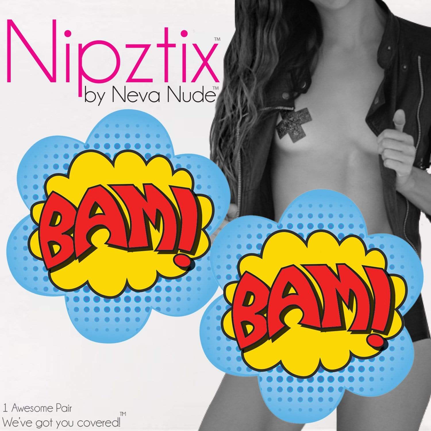 Freaking Awesome BAM! Nipple Cover Pasties: Blue / O/S