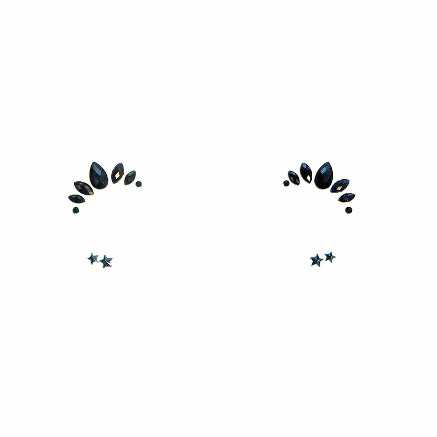 Black Magic Pixie Crystal Face Jewels: Black / O/S