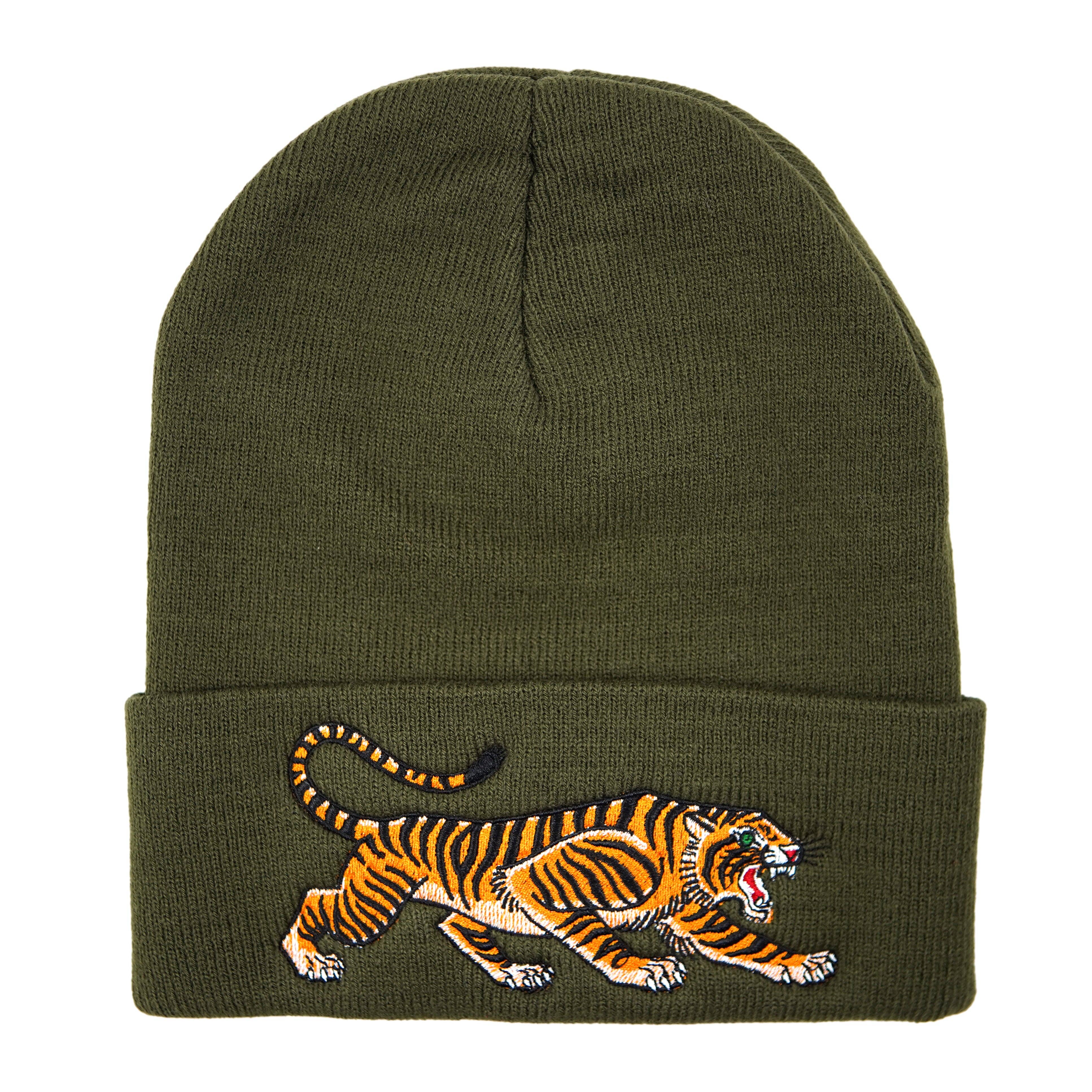 Tiger Beanie: Olive