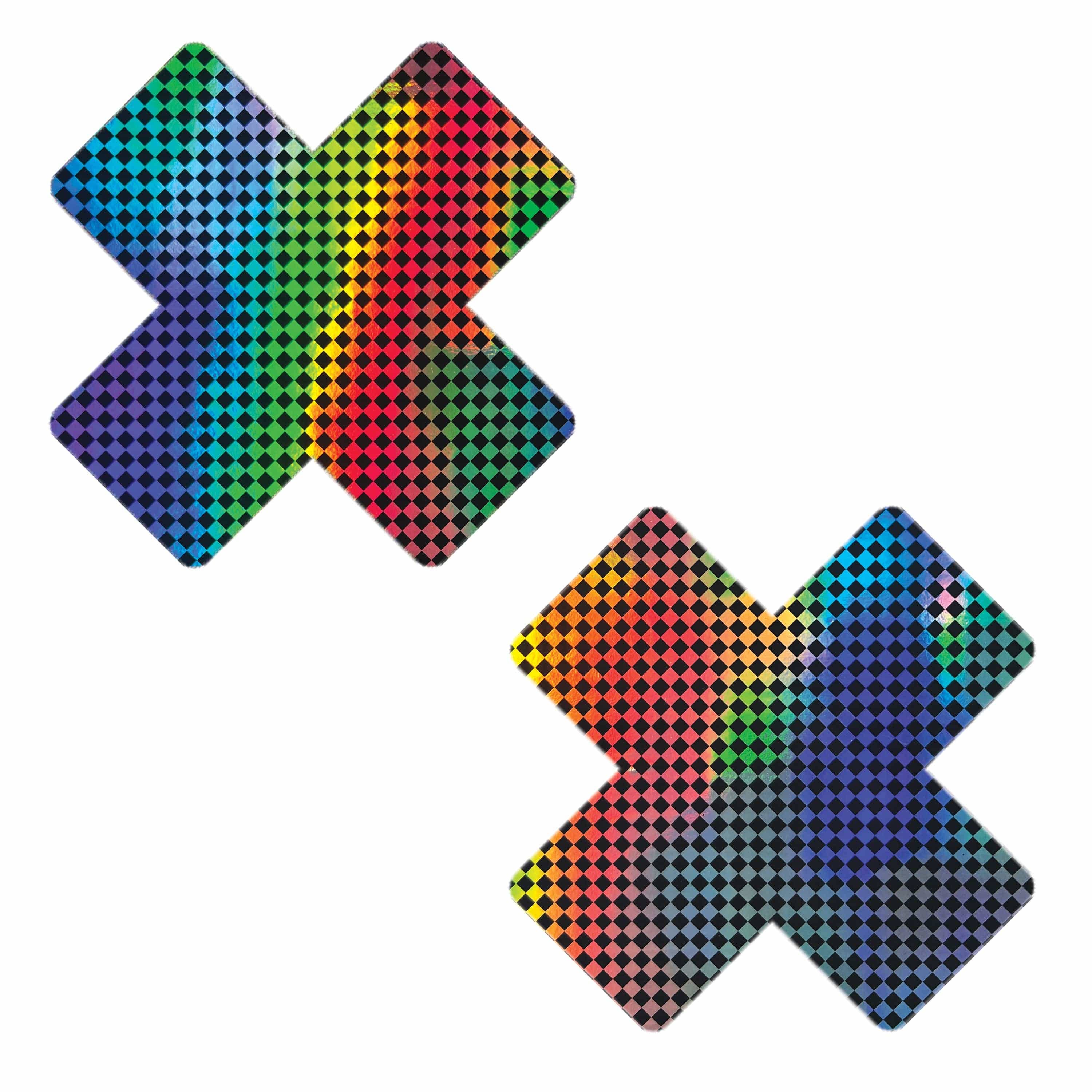 Talladega Trippin' Super Holographic Checkered X Nipple Cover Pasties: Holographic / O/S