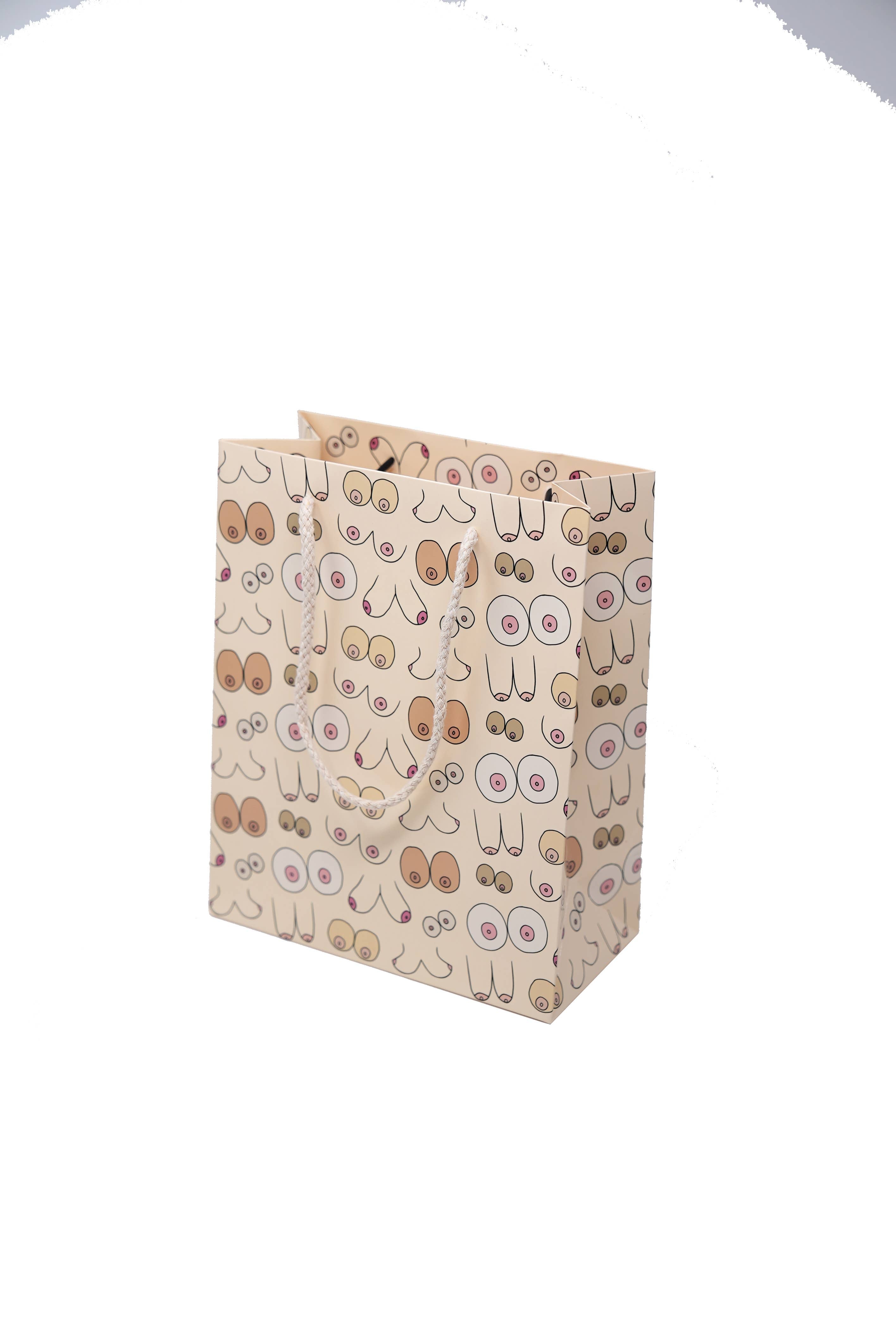 Funny Boob Holiday Gift Bag Wrap - High Quality Coated Paper