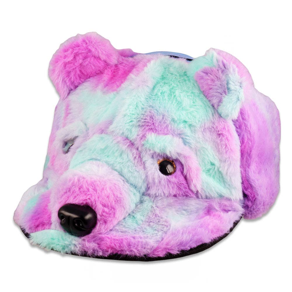 Purple Bear Fur Earflap Snapback Hat: Purple / Snapback / L/XL