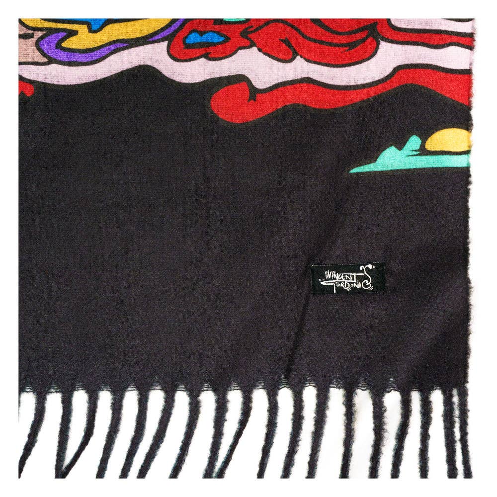 Vincent Gordon Melty Mushrooms Reversible Pashmina: Black / Pashmina / N/A