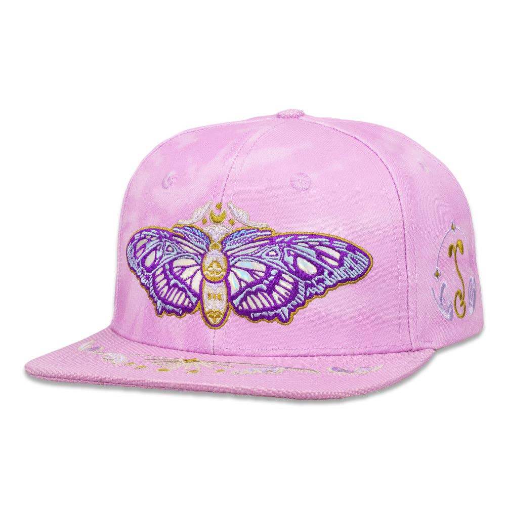 Mugwort Moon Moth Purple Dye Snapback Hat: Purple / Snapback / L/XL