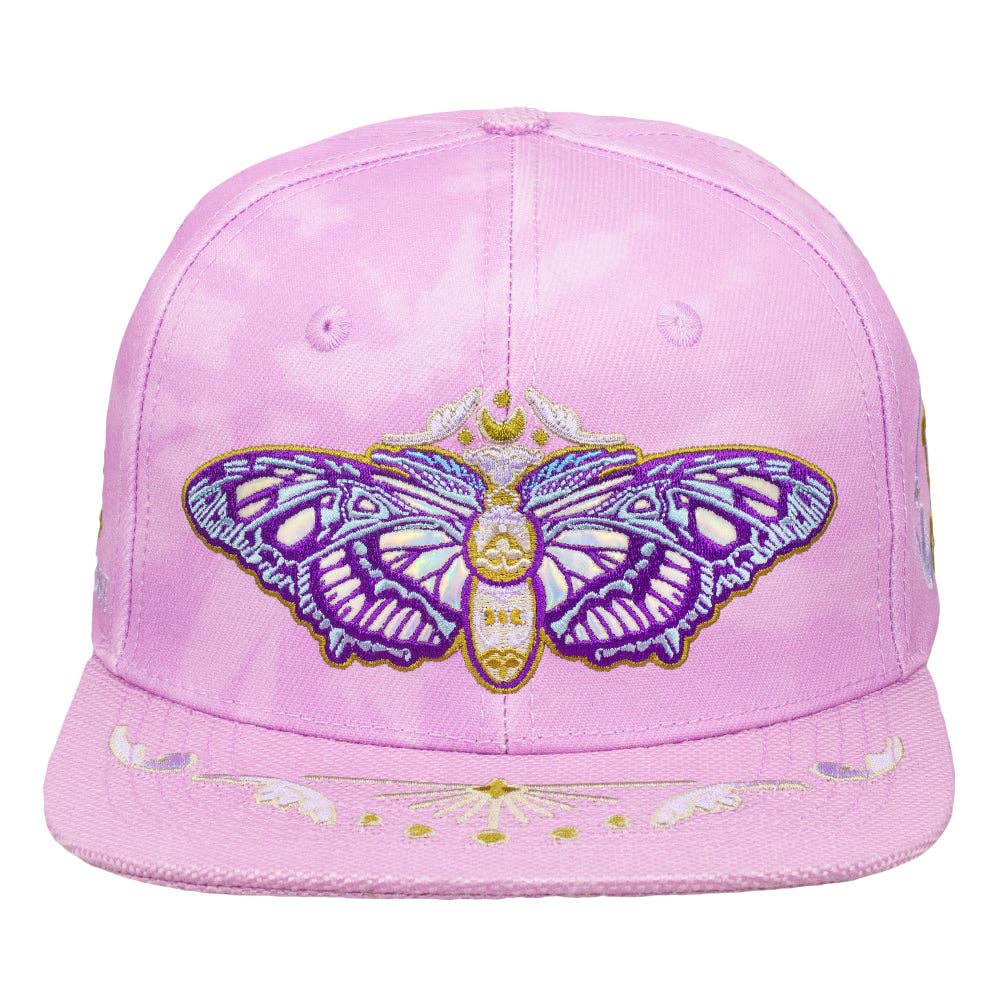 Mugwort Moon Moth Purple Dye Snapback Hat: Purple / Snapback / L/XL