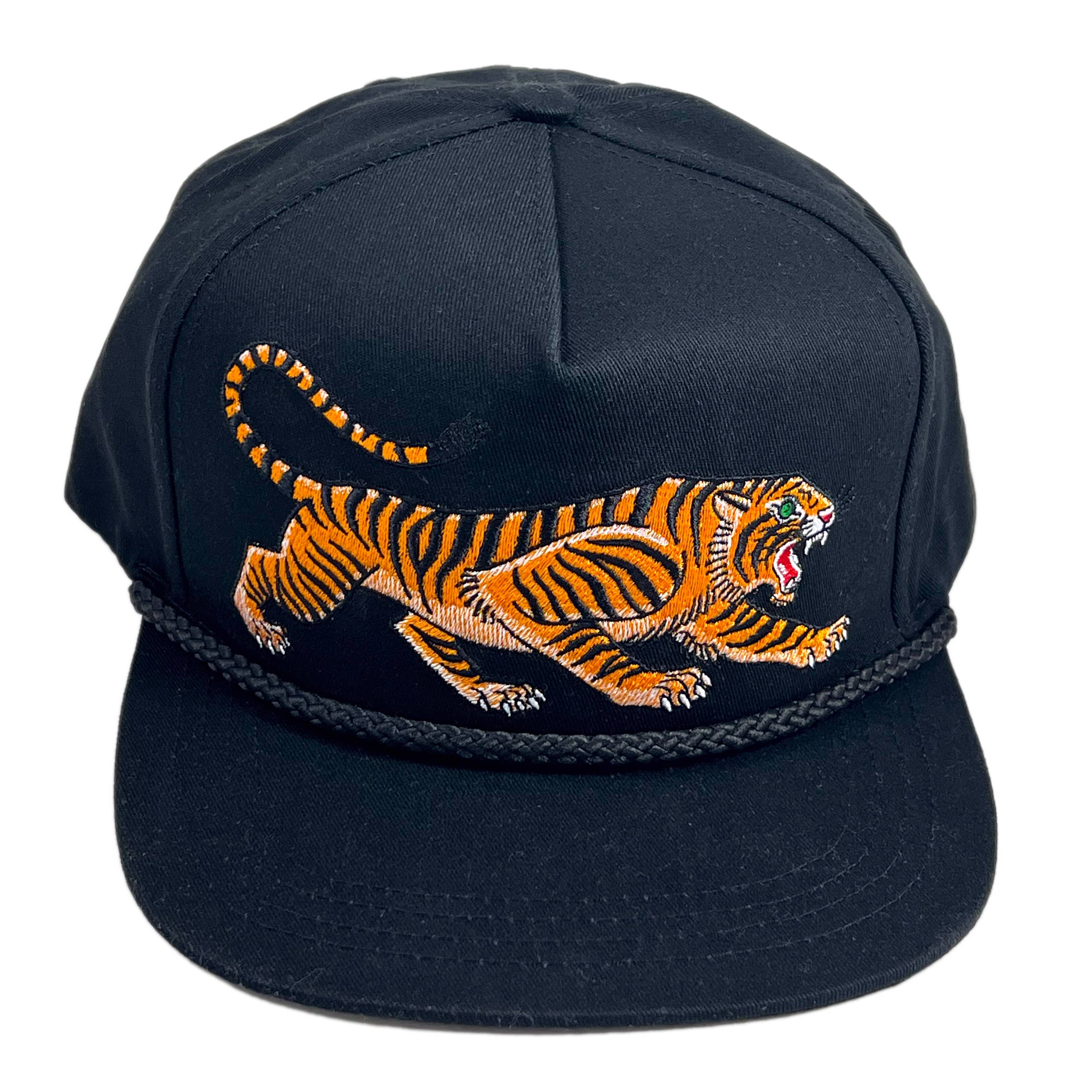 Unisex Tattoo-Style Tiger Cap: Spruce Green