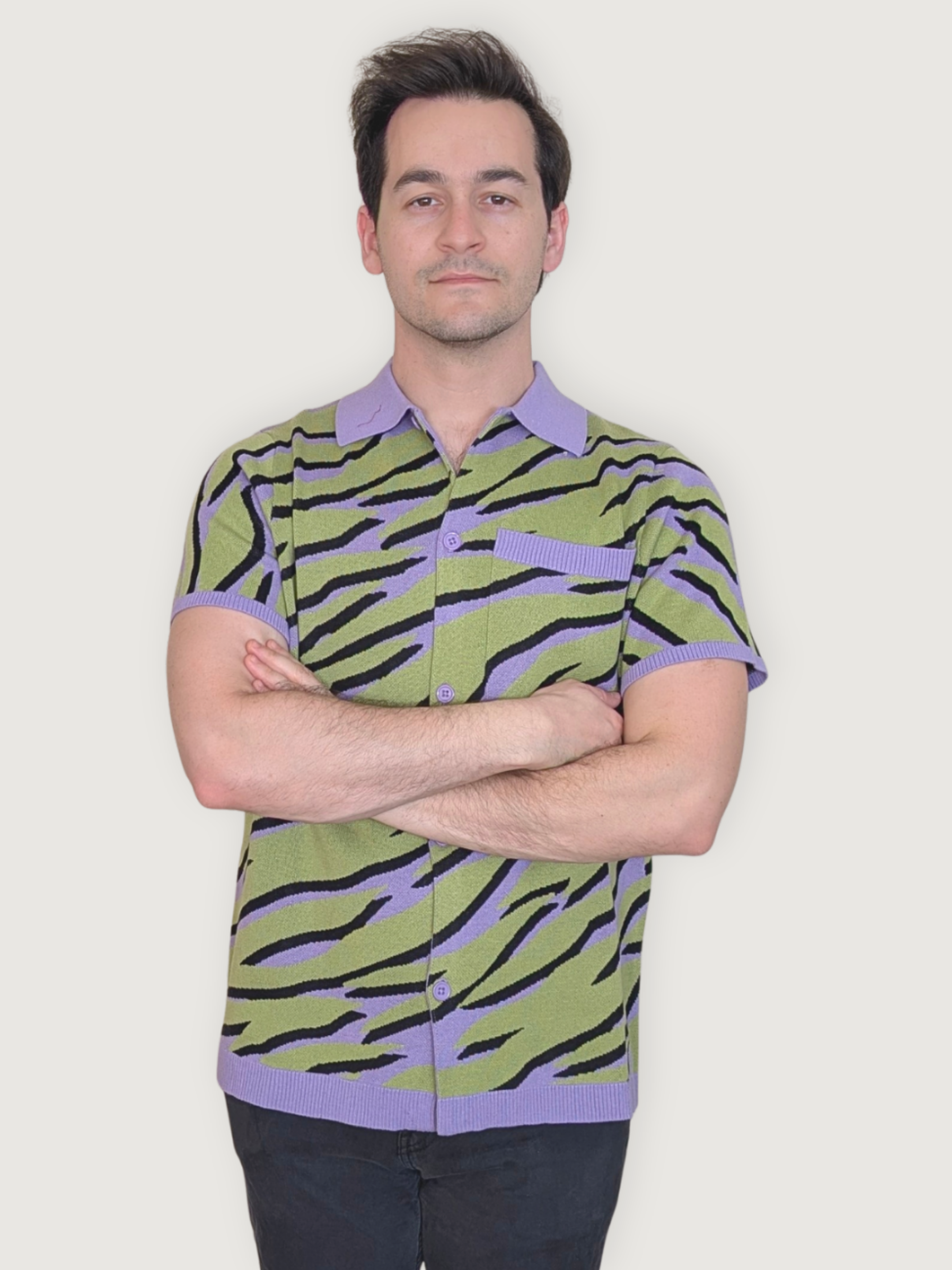 Electric Zebra Button Up: Medium