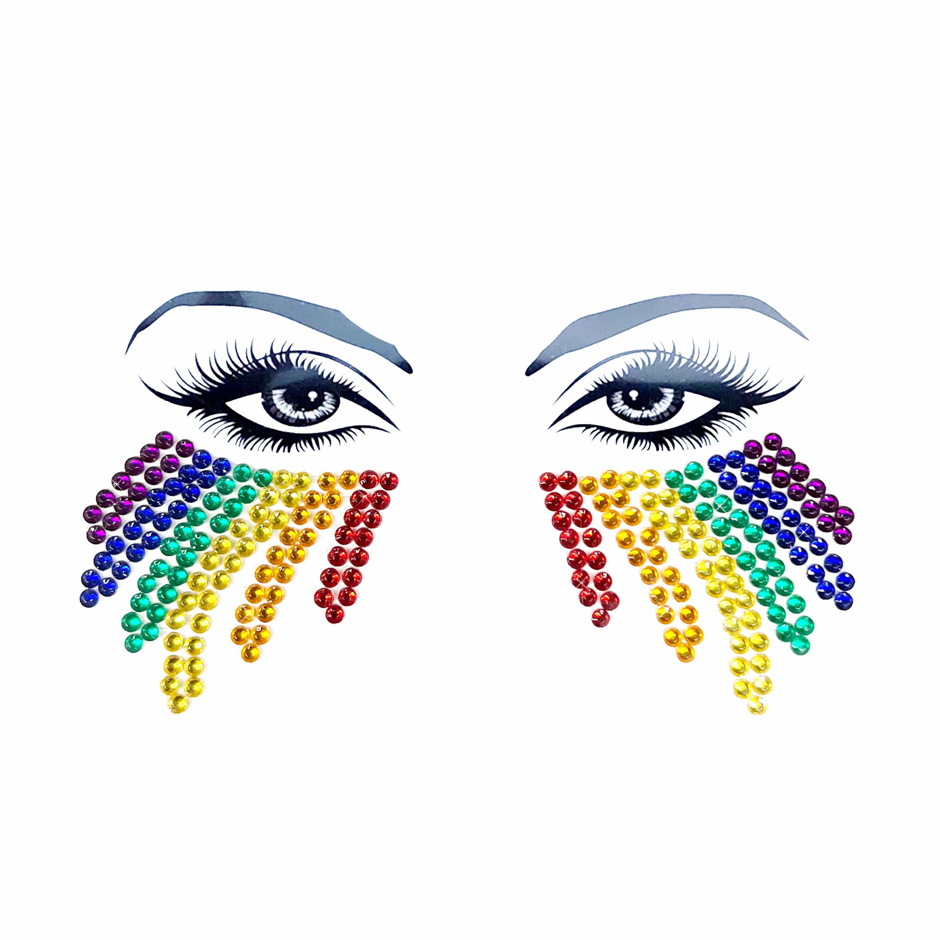 Rainbow Tears Multicolor Crystal Face Jewels: Rainbow / O/S