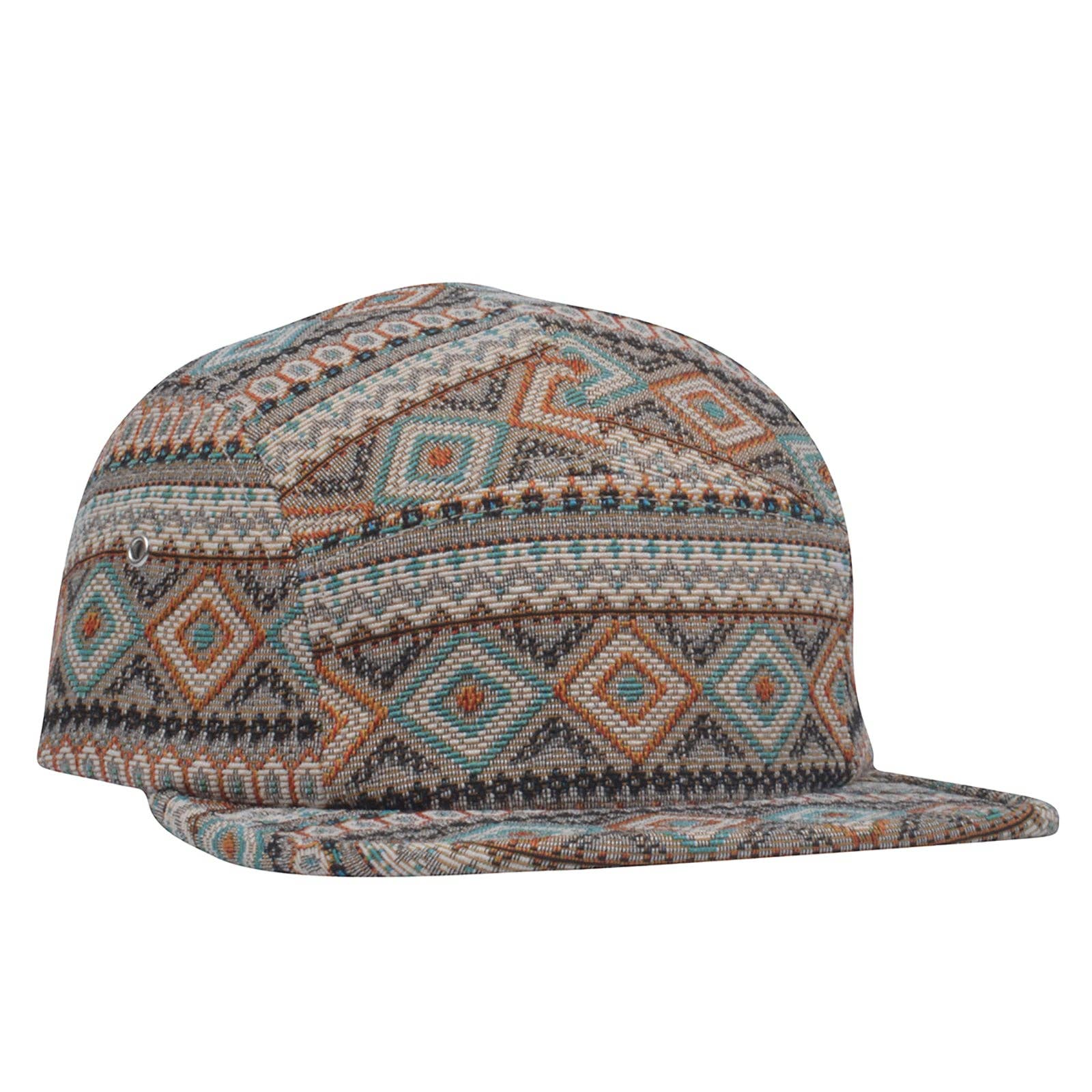 HatPhile Multi-Color Jacquard 5-Panel Hat – Vibrant and Unique Designs: Jacquard Gray Multi