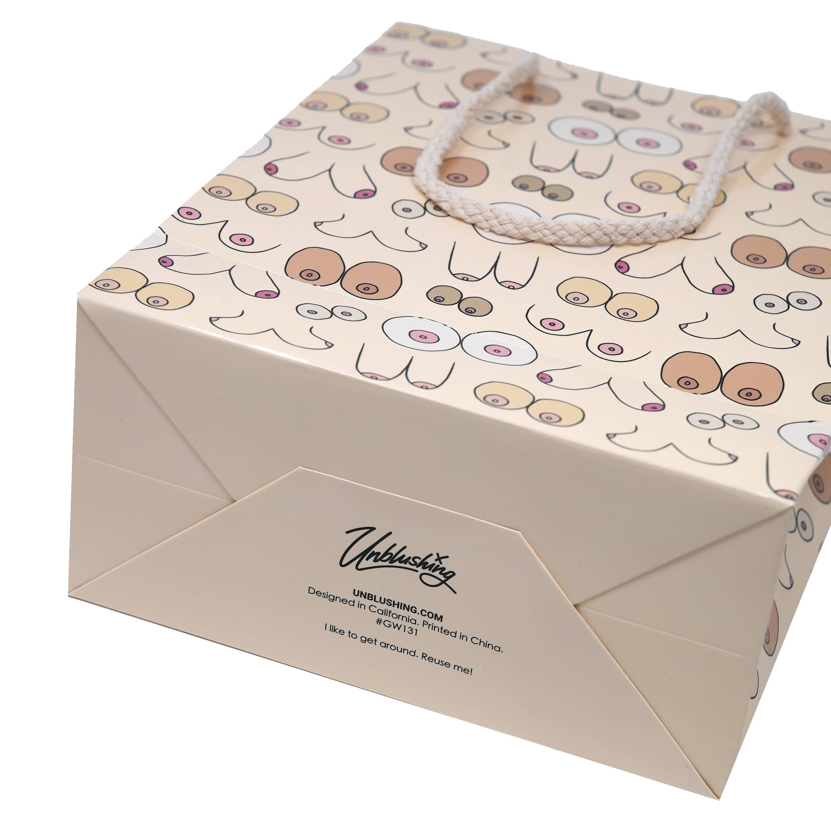 Funny Boob Holiday Gift Bag Wrap - High Quality Coated Paper