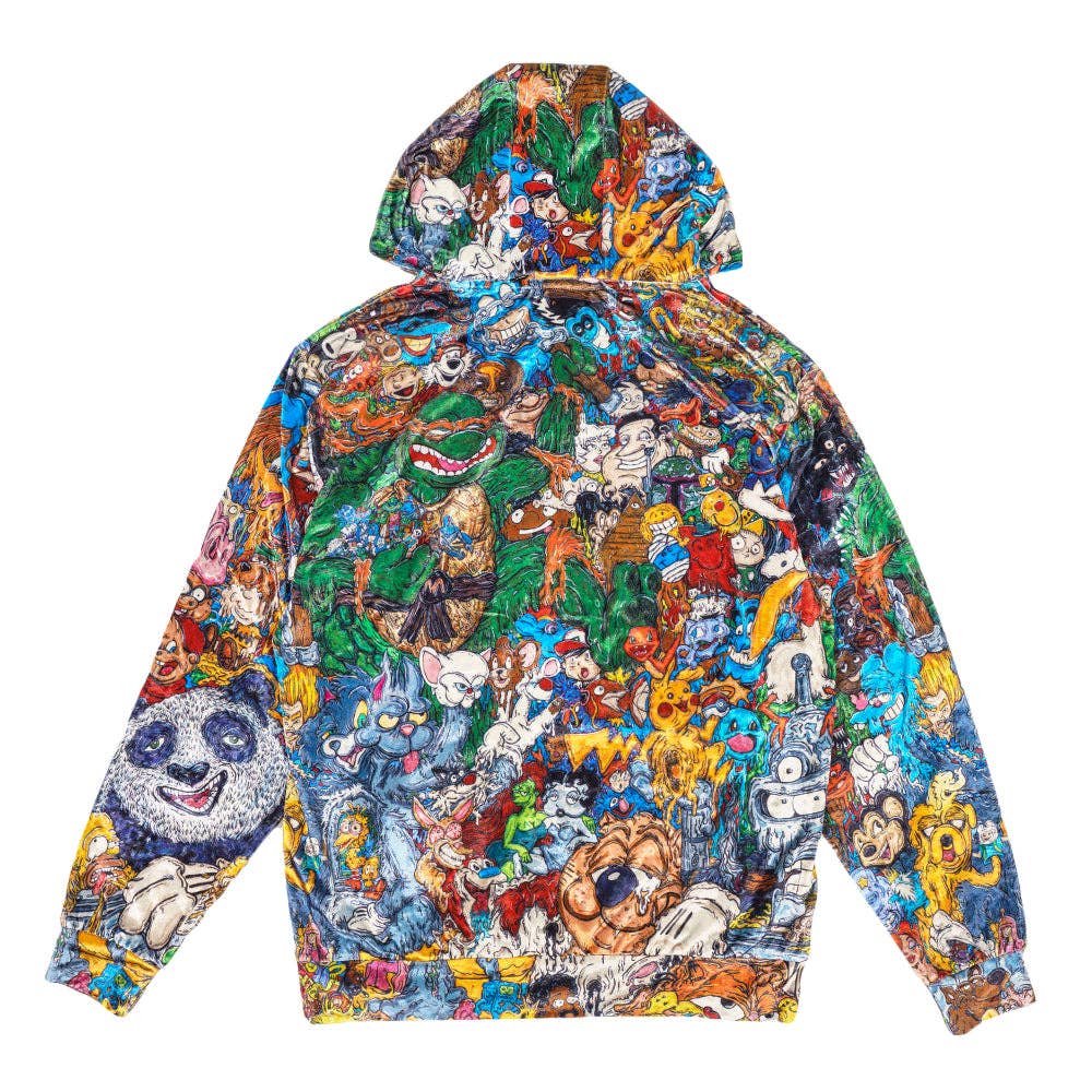 Vincent Gordon Cartoon Gumbo Crushed Velour Pullover Hoodie: Multi / Pullover Hoodie / L