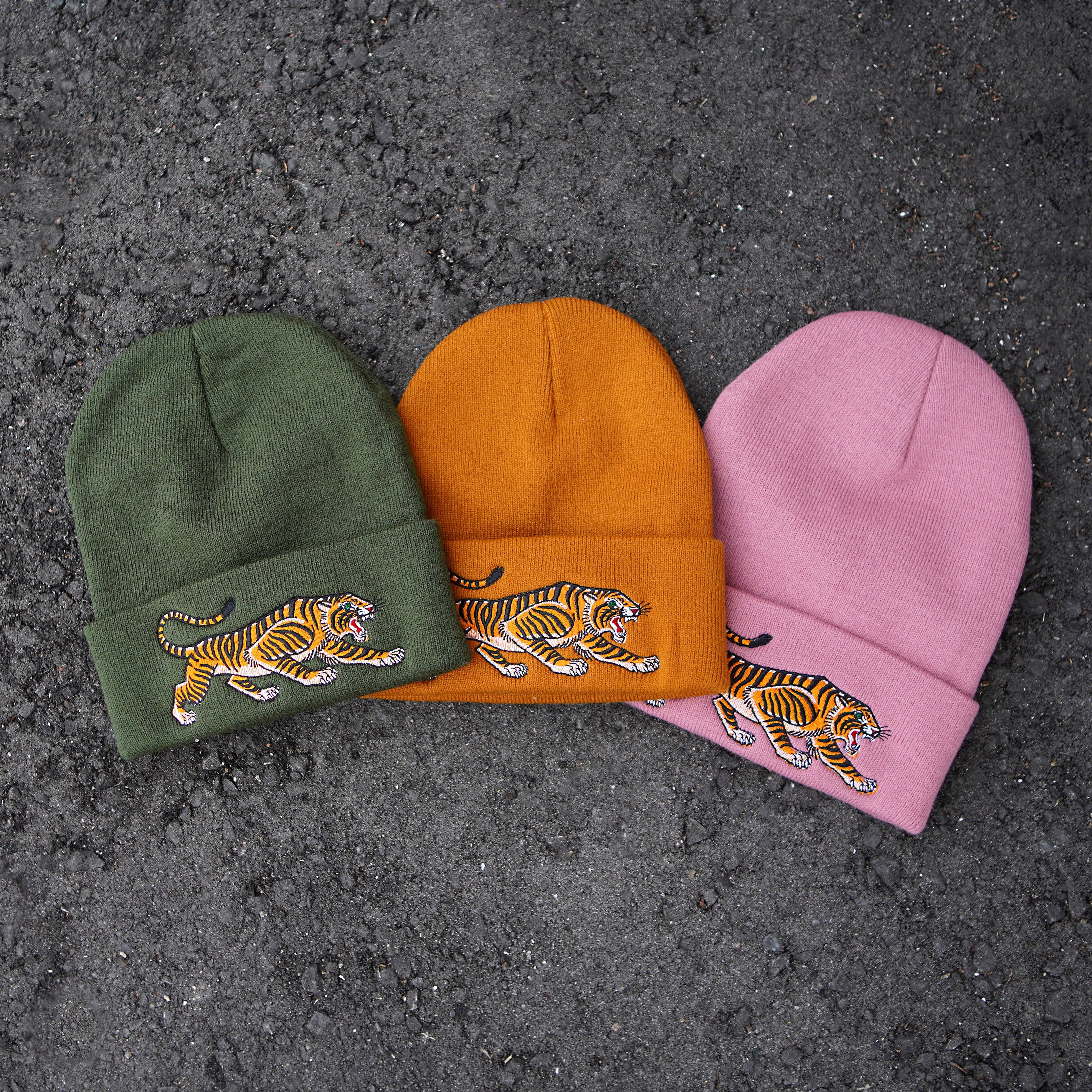 Tiger Beanie: Dusty Pink