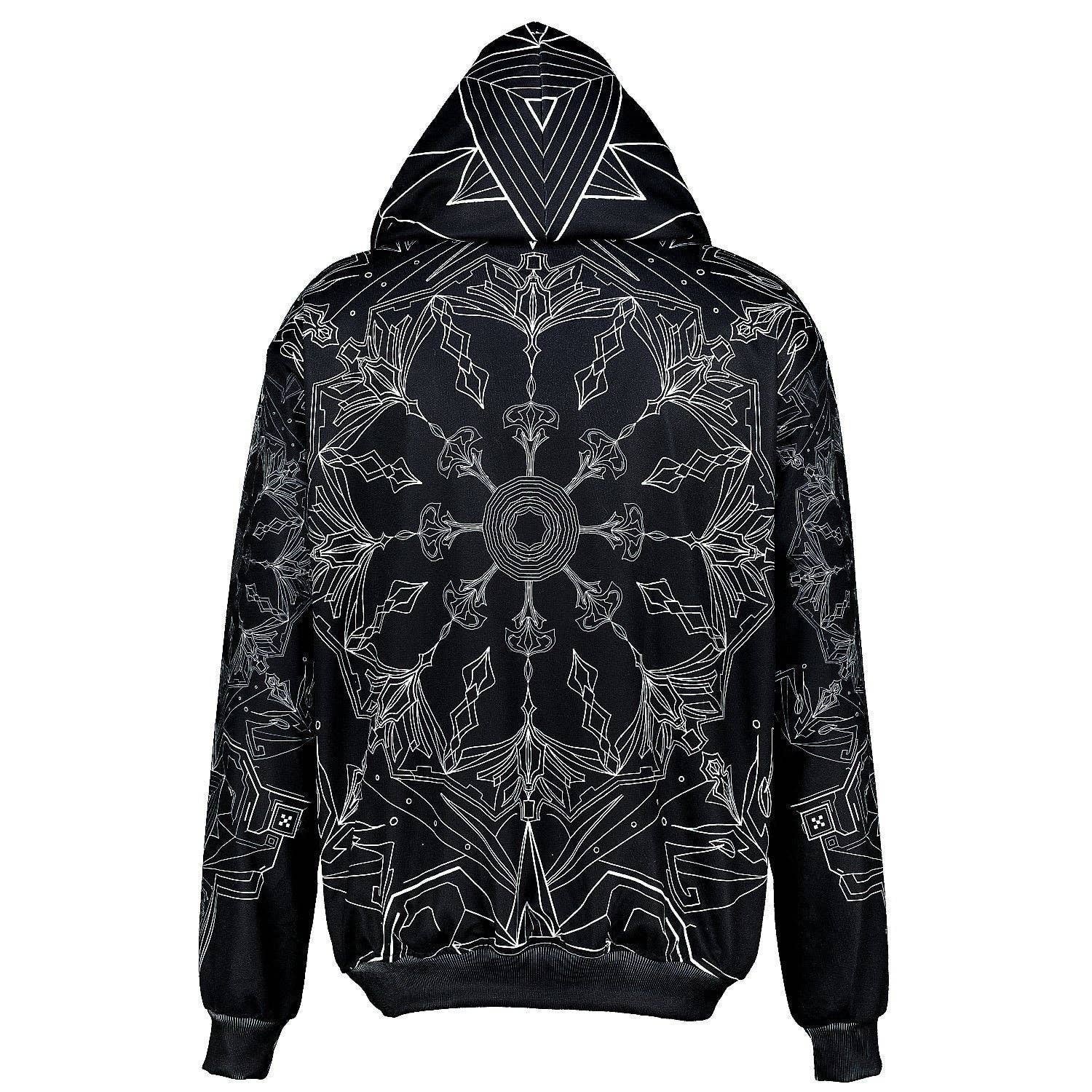 Sacred Geometry Hoodie | Fractal Hoodie | Psy Clothing | Festival Hoodie | Psychedelic Sweater | Mushroom Geometry (HD): L