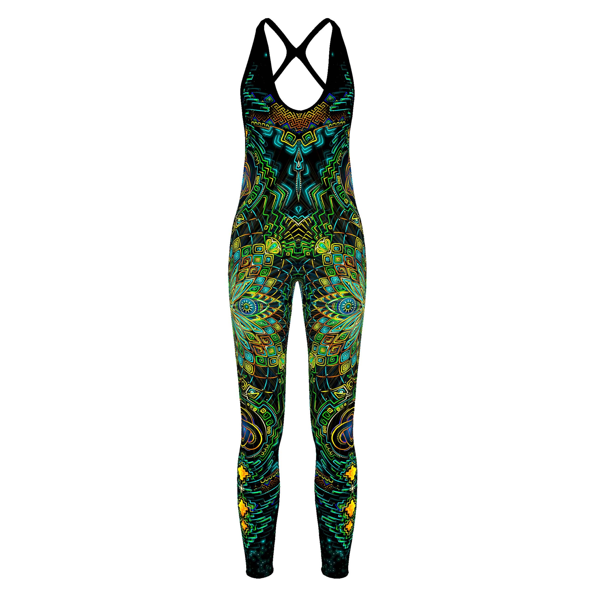 Rave Jumpsuit | Womens Rave Outfit | Burning Man Outfit | UV Reactive Bodysuit | Retu Sepra (JU): S