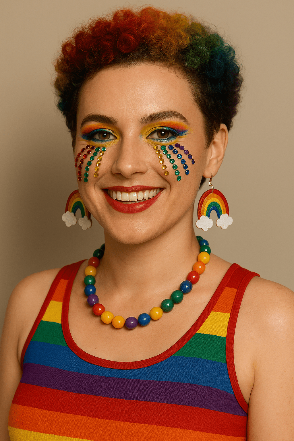 Rainbow Tears Multicolor Crystal Face Jewels: Rainbow / O/S