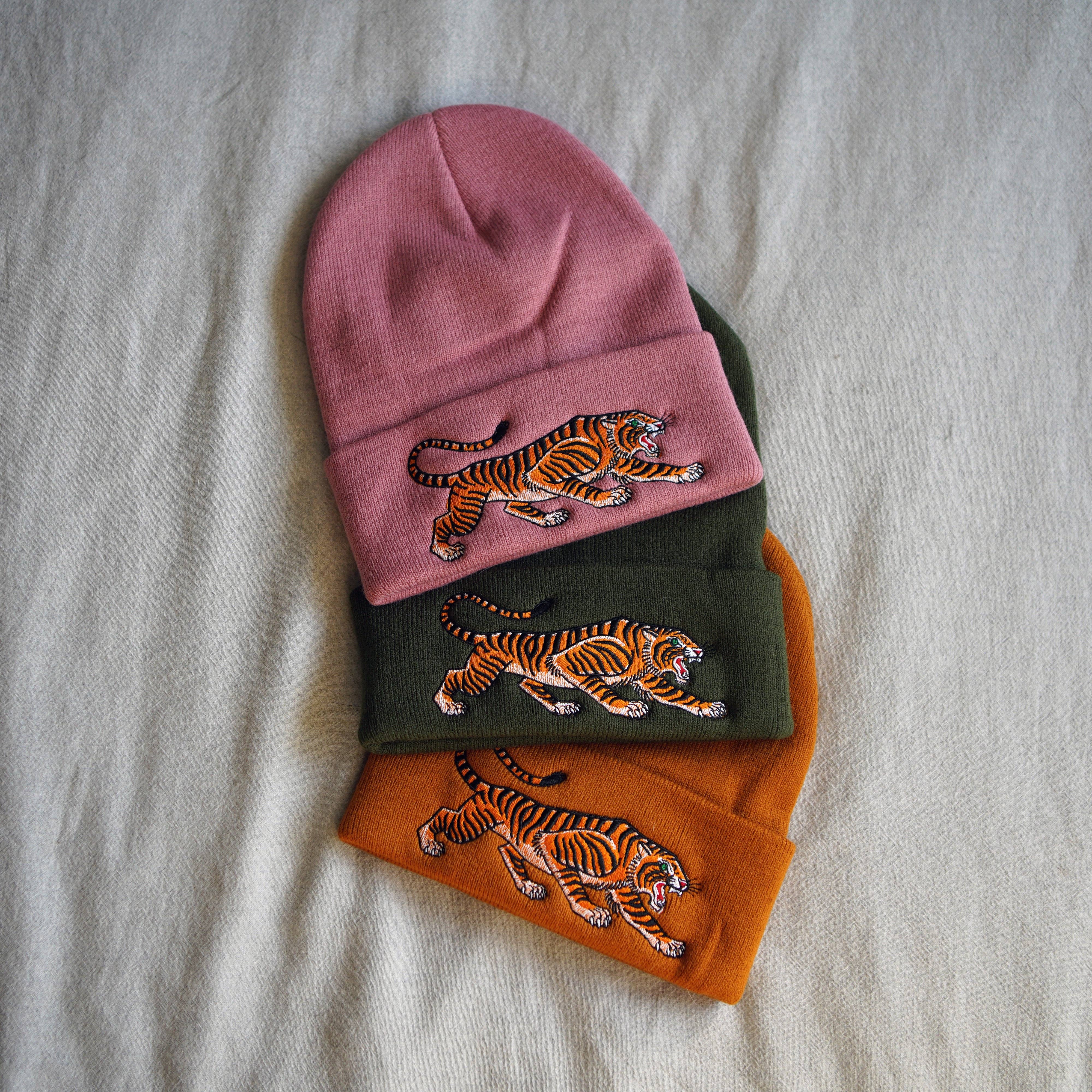 Tiger Beanie: Dusty Pink