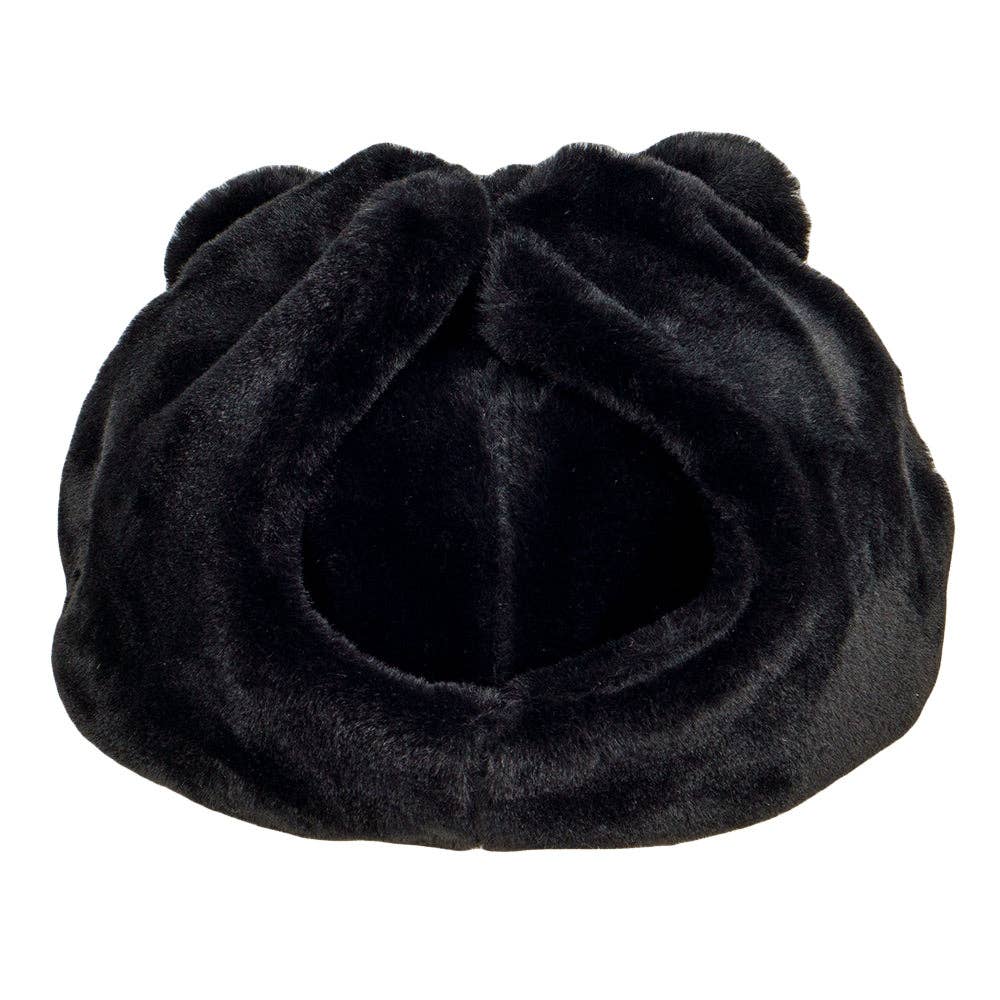 Black Bear Fur Earflap Fitted Hat: Black / Fitted / 7 3/8
