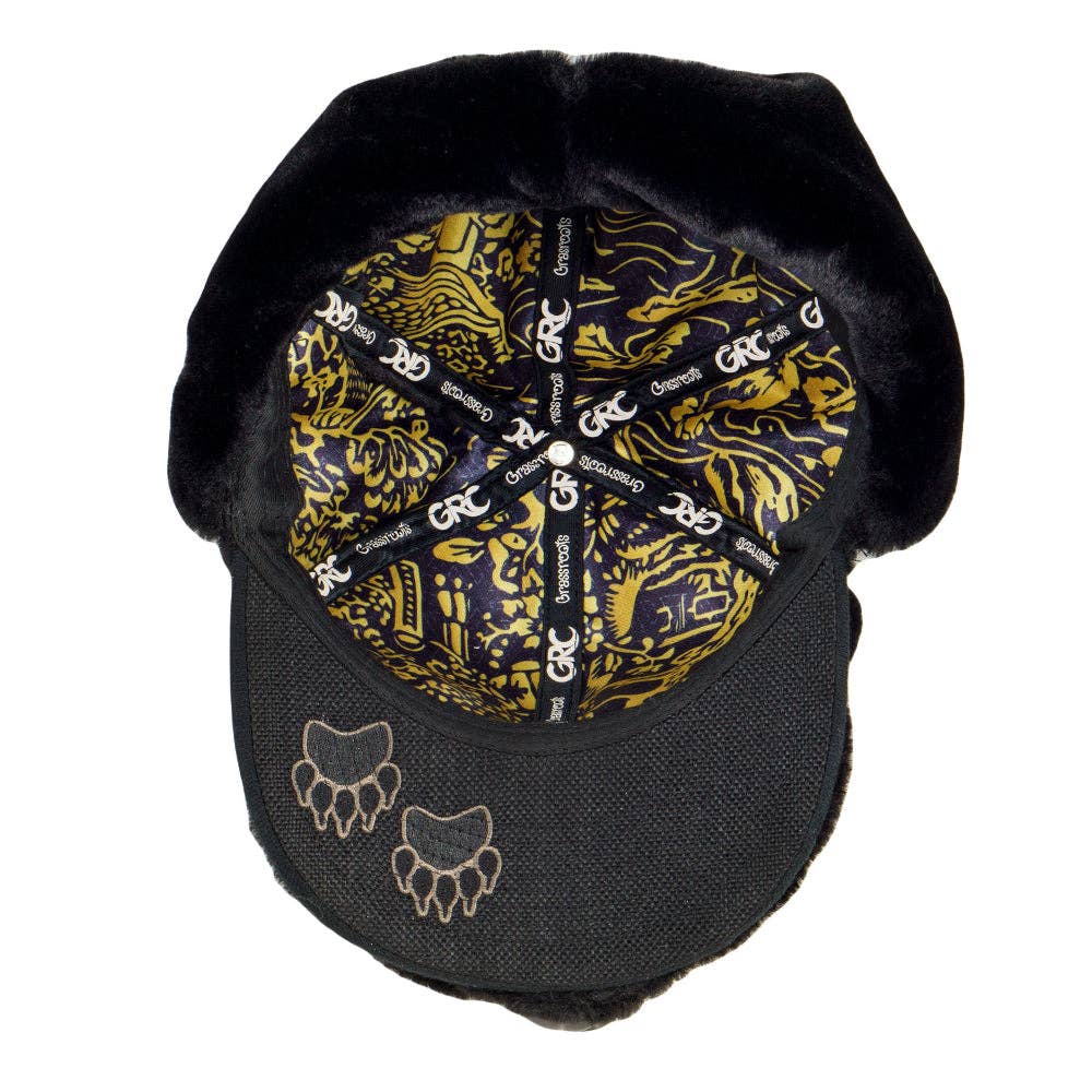 Black Bear Fur Earflap Fitted Hat: Black / Fitted / 7 3/8