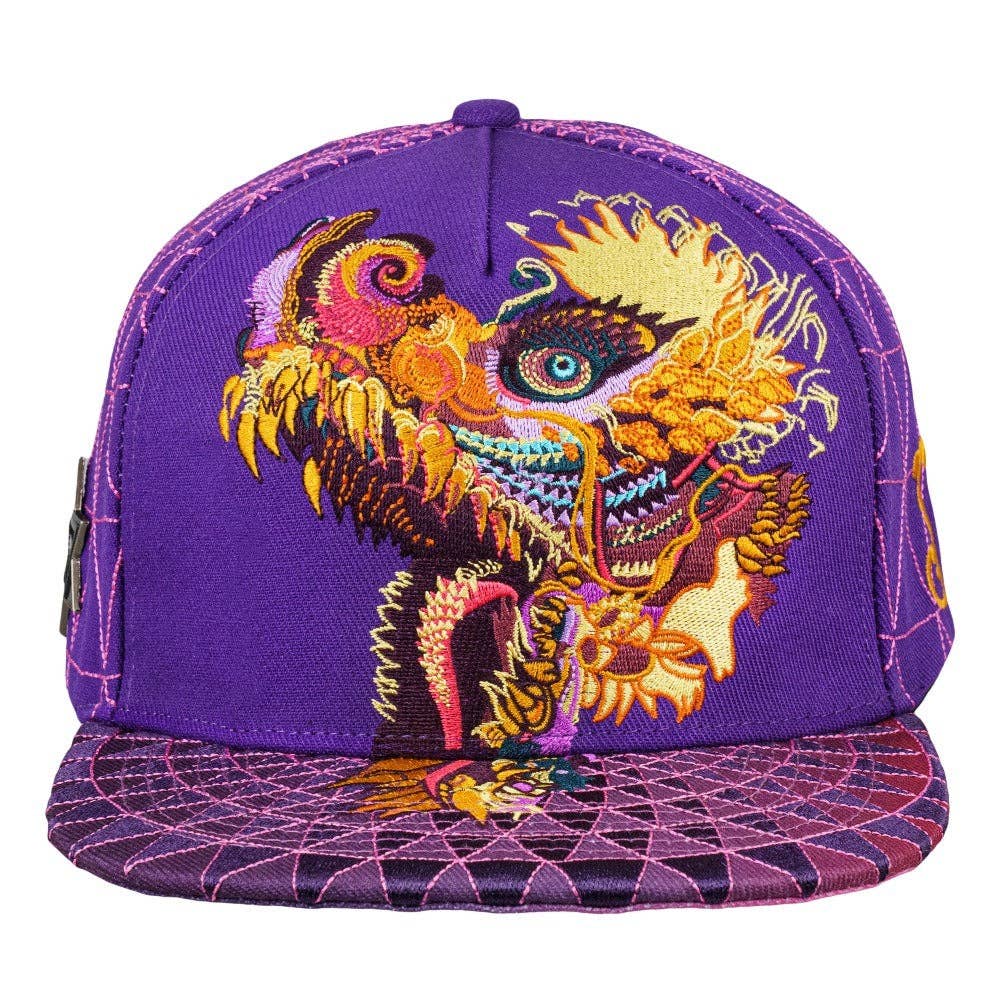 Android Jones Humming Dragon Purple Snapback Hat: Purple / Snapback / L/XL
