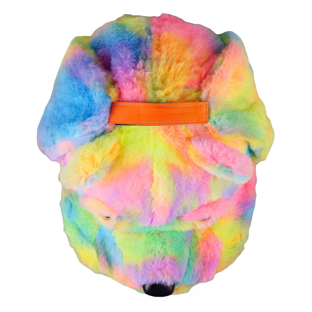 Rainbow Bear Fur Earflap Snapback Hat: Rainbow / Snapback / L/XL