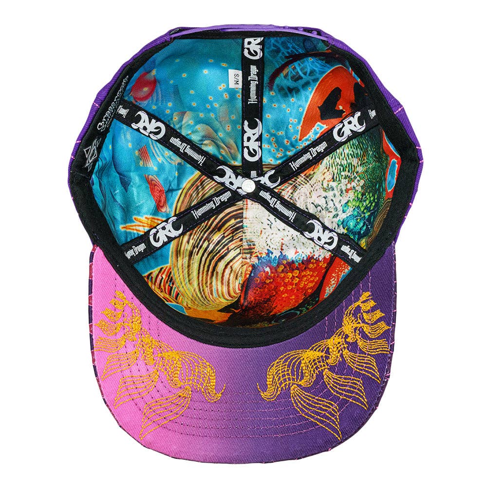 Android Jones Humming Dragon Purple Snapback Hat: Purple / Snapback / L/XL