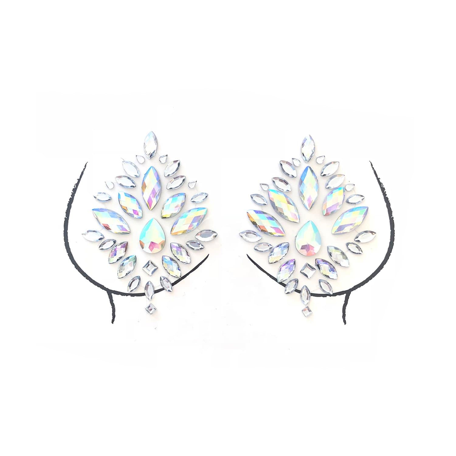 Stardust Iridescent Crystal Jewel Nipple Pasties: Iridescent Look / O/S