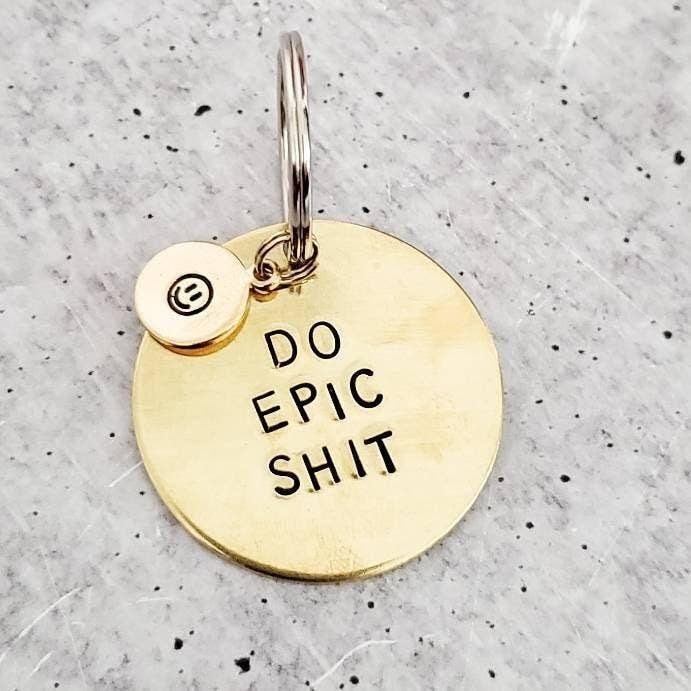 DO EPIC SHIT Keychain with smiley face accent: WITH PACKAGING