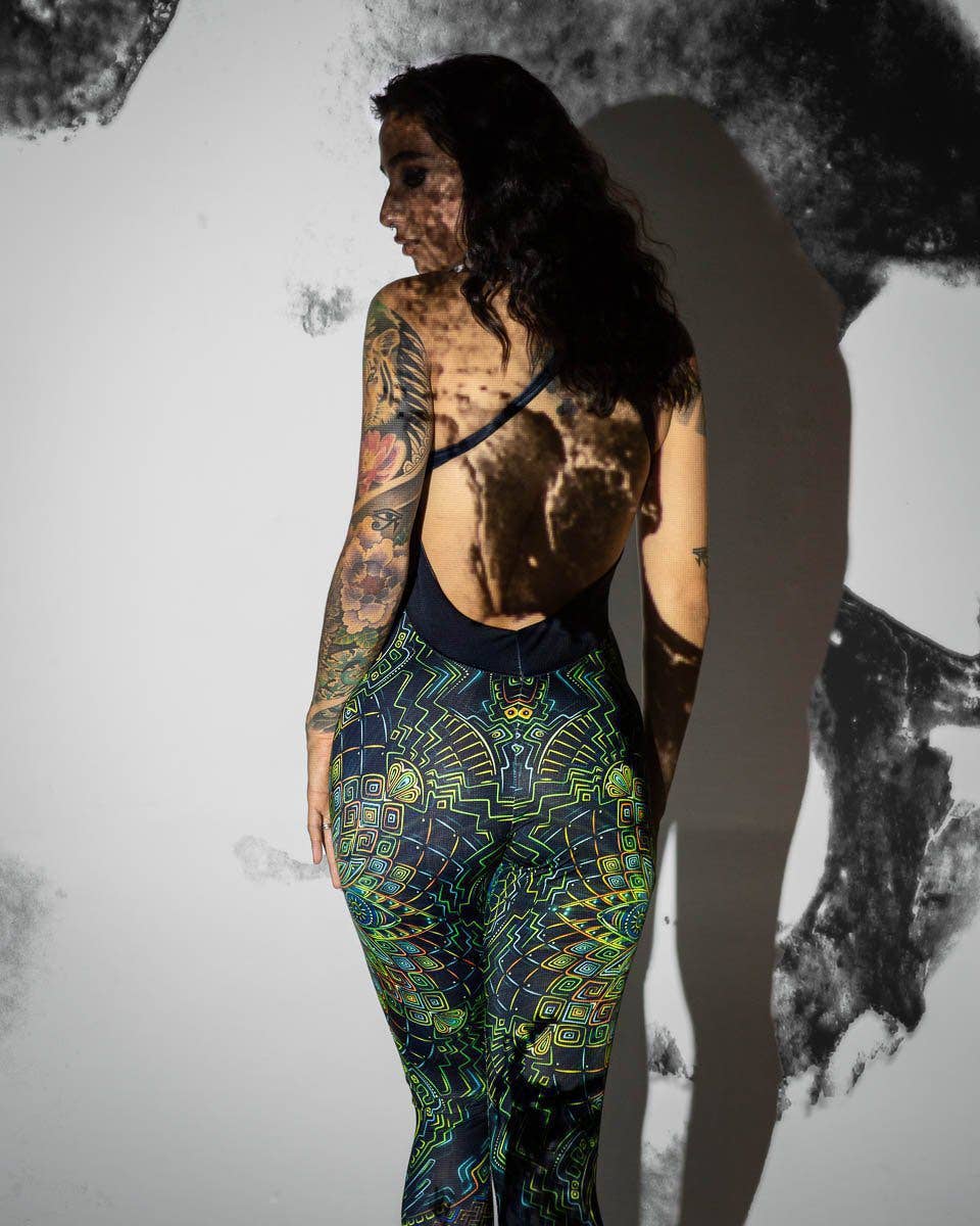 Rave Jumpsuit | Womens Rave Outfit | Burning Man Outfit | UV Reactive Bodysuit | Retu Sepra (JU): S