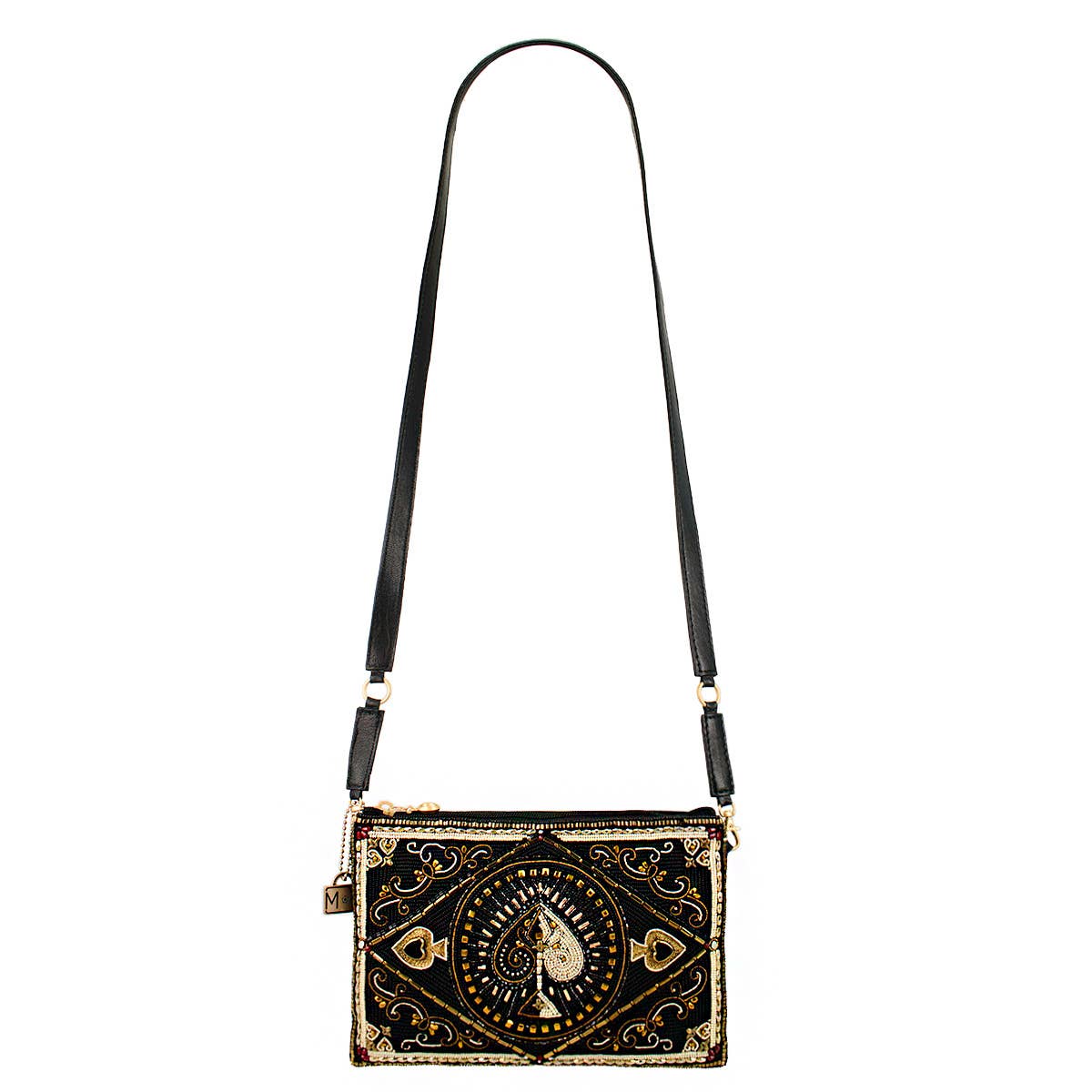 High Stakes Black and Gold Spade Beaded Crossbody