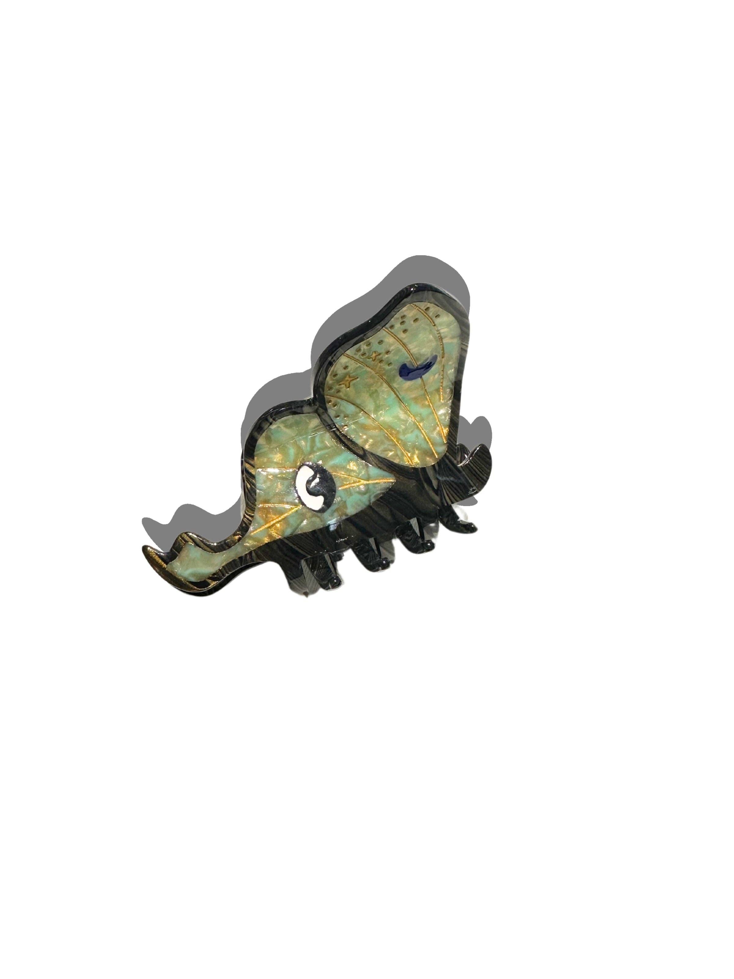 Hand-painted Luna Moth Claw Hair Clip | Eco-Friendly: Green