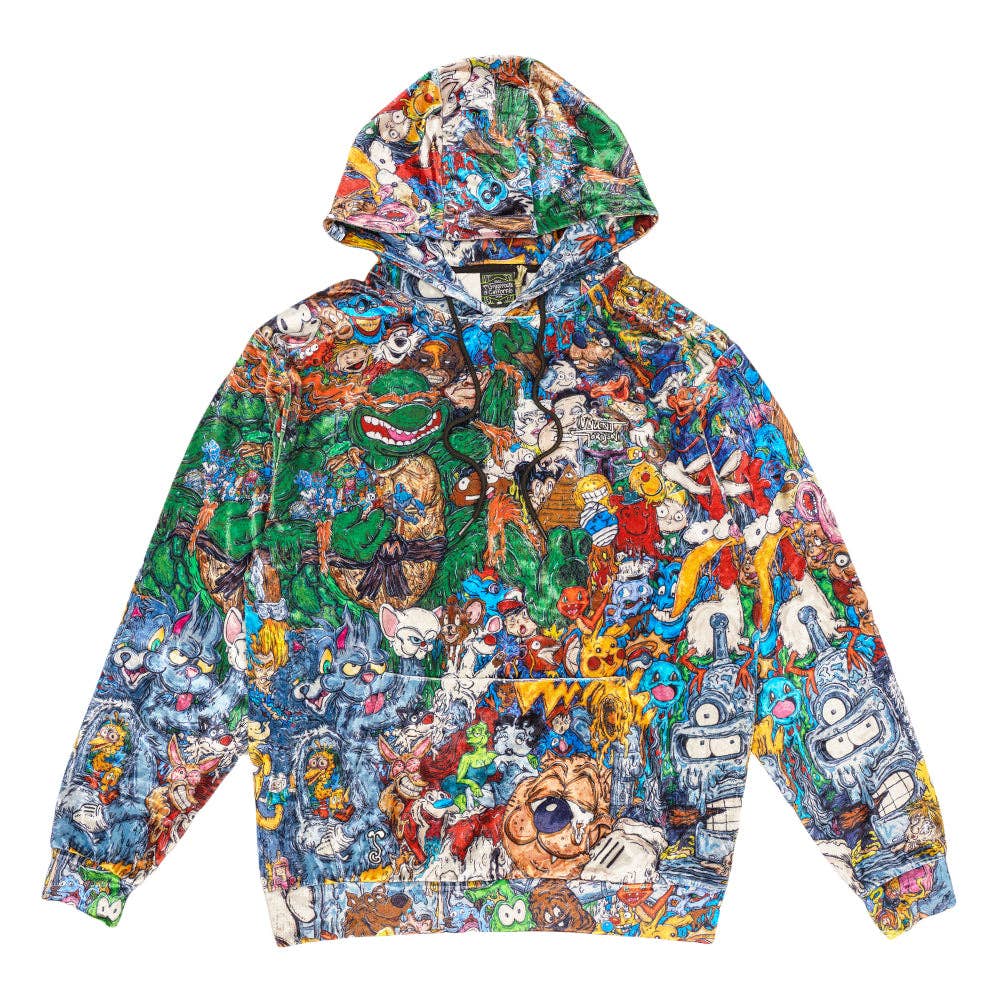 Vincent Gordon Cartoon Gumbo Crushed Velour Pullover Hoodie: Multi / Pullover Hoodie / L