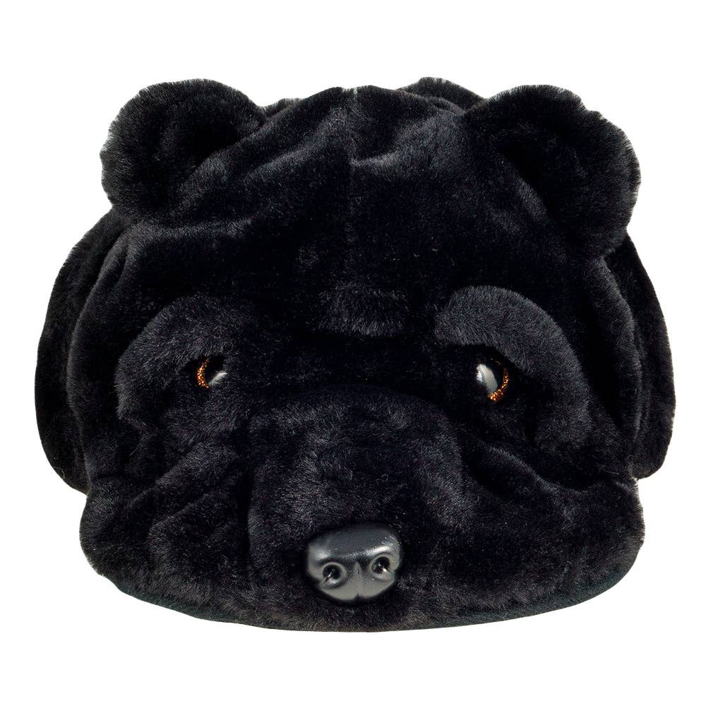 Black Bear Fur Earflap Fitted Hat: Black / Fitted / 7 3/8