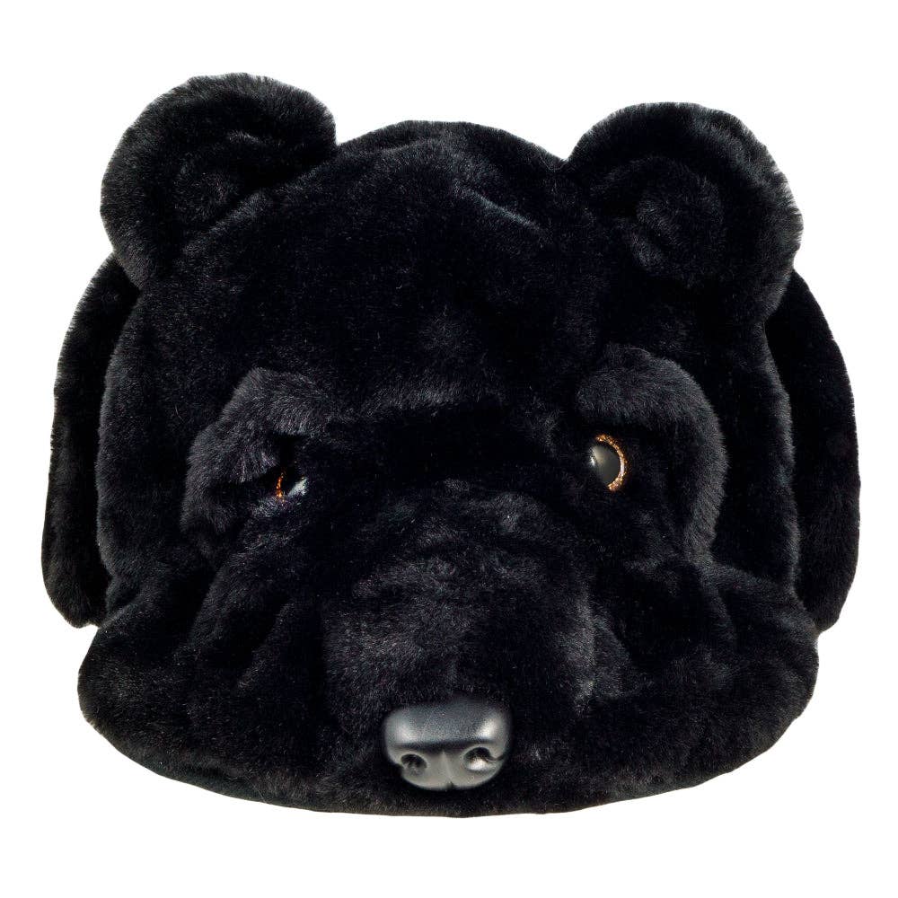 Black Bear Fur Earflap Snapback Hat: Black / Snapback / OSFM