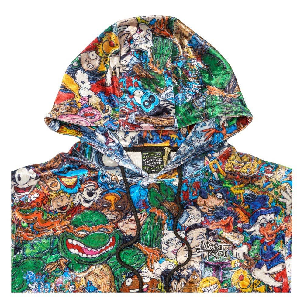 Vincent Gordon Cartoon Gumbo Crushed Velour Pullover Hoodie: Multi / Pullover Hoodie / L