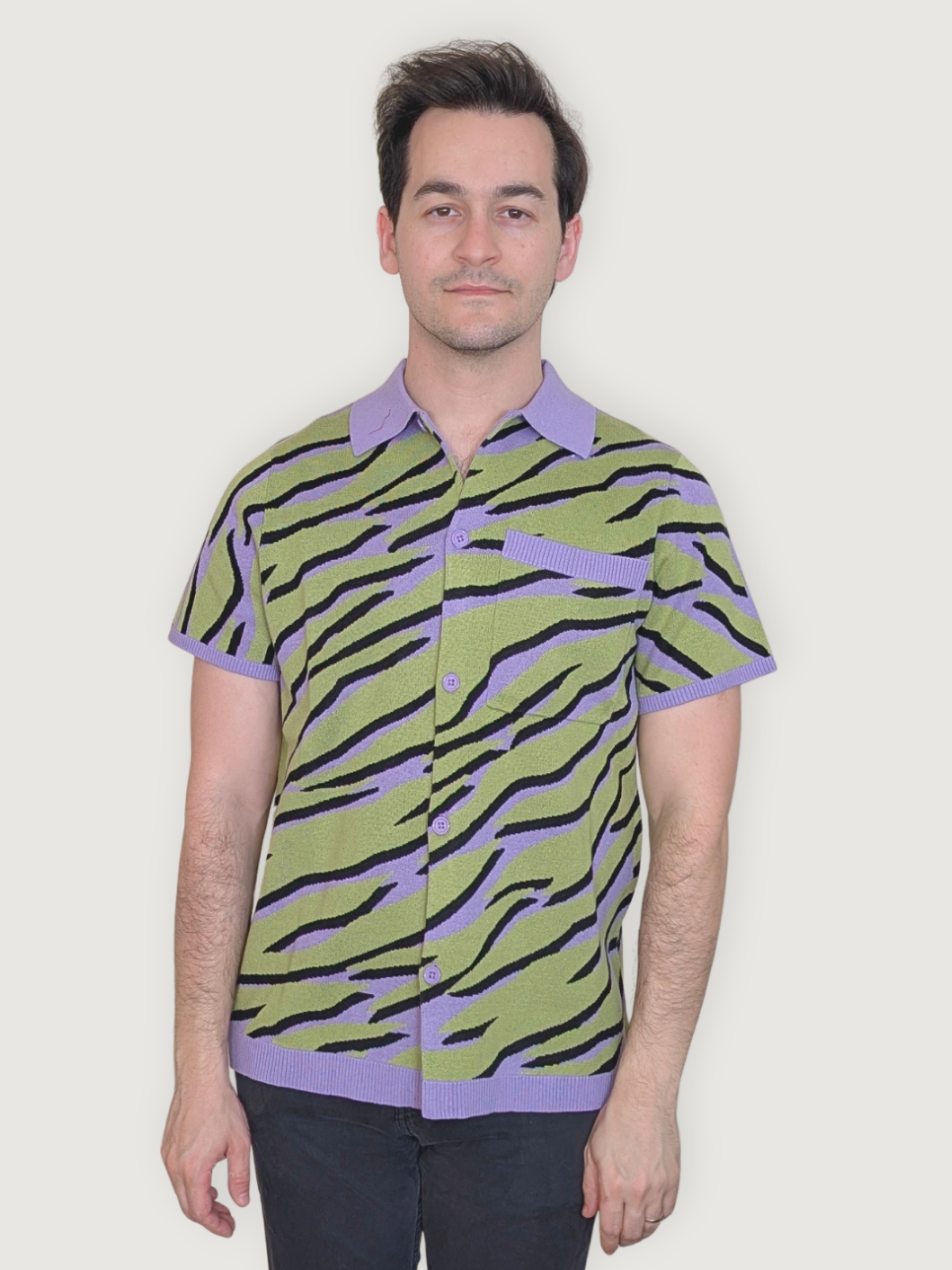 Electric Zebra Button Up: Medium