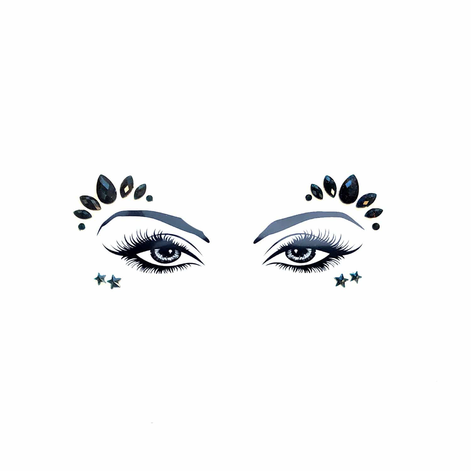 Black Magic Pixie Crystal Face Jewels: Black / O/S