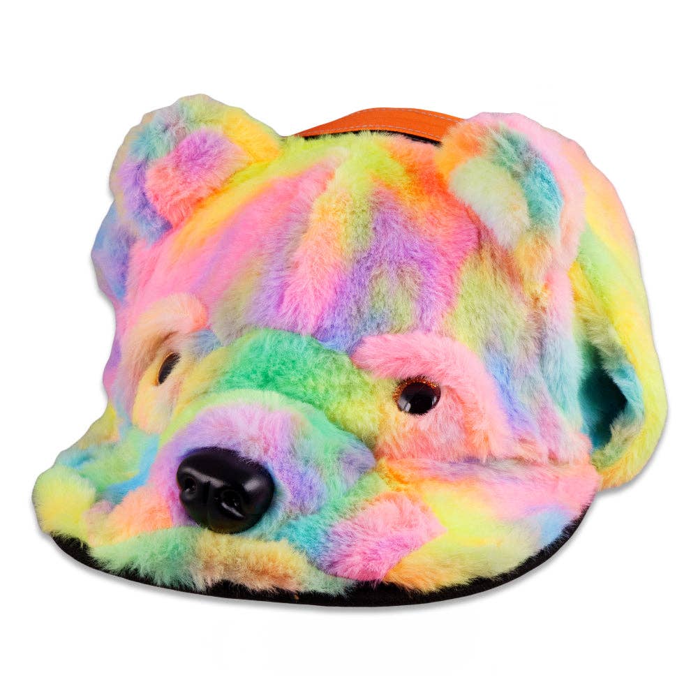 Rainbow Bear Fur Earflap Snapback Hat: Rainbow / Snapback / L/XL