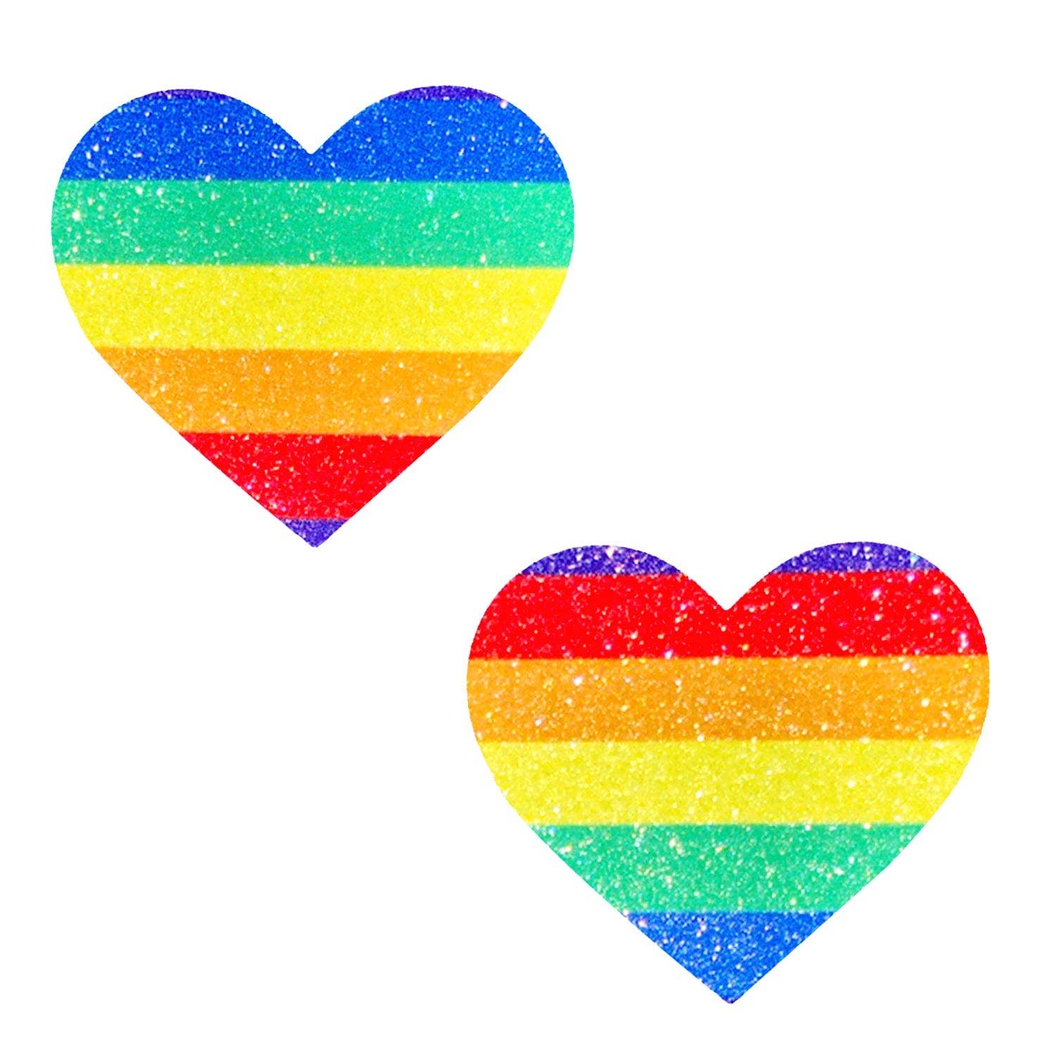 Pride Rainbow Glitter I Heart U Nipple Cover Pasties: Rainbow / O/S