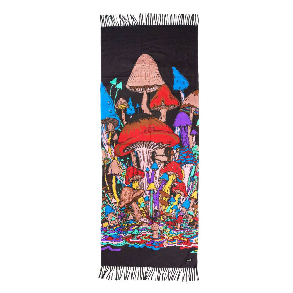 Vincent Gordon Melty Mushrooms Reversible Pashmina: Black / Pashmina / N/A