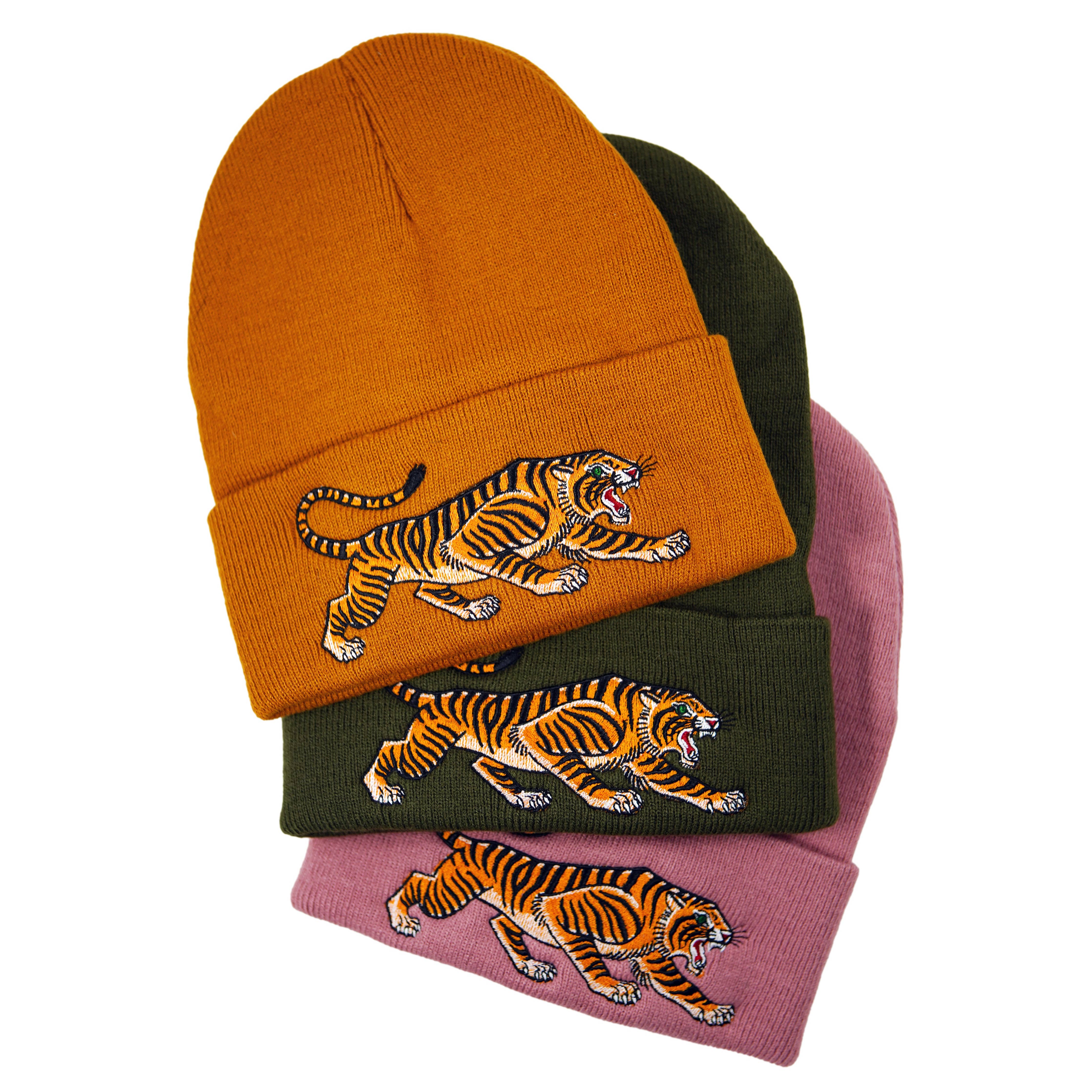 Tiger Beanie: Olive