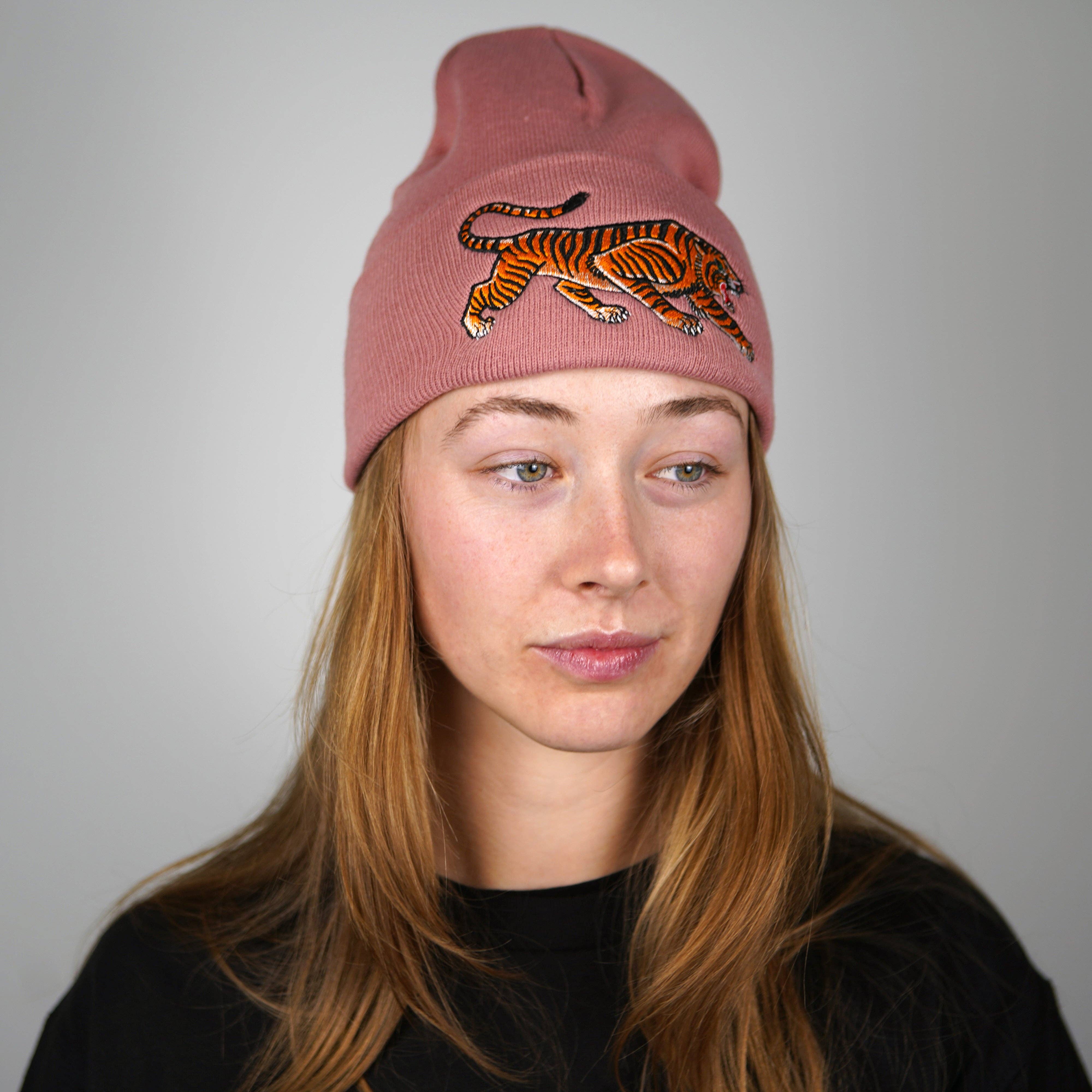 Tiger Beanie: Olive