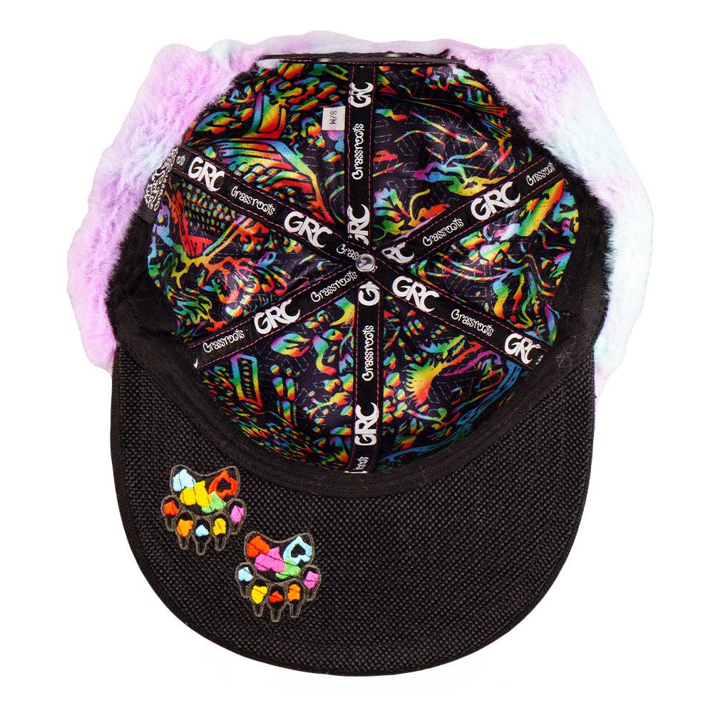 Purple Bear Fur Earflap Snapback Hat: Purple / Snapback / L/XL