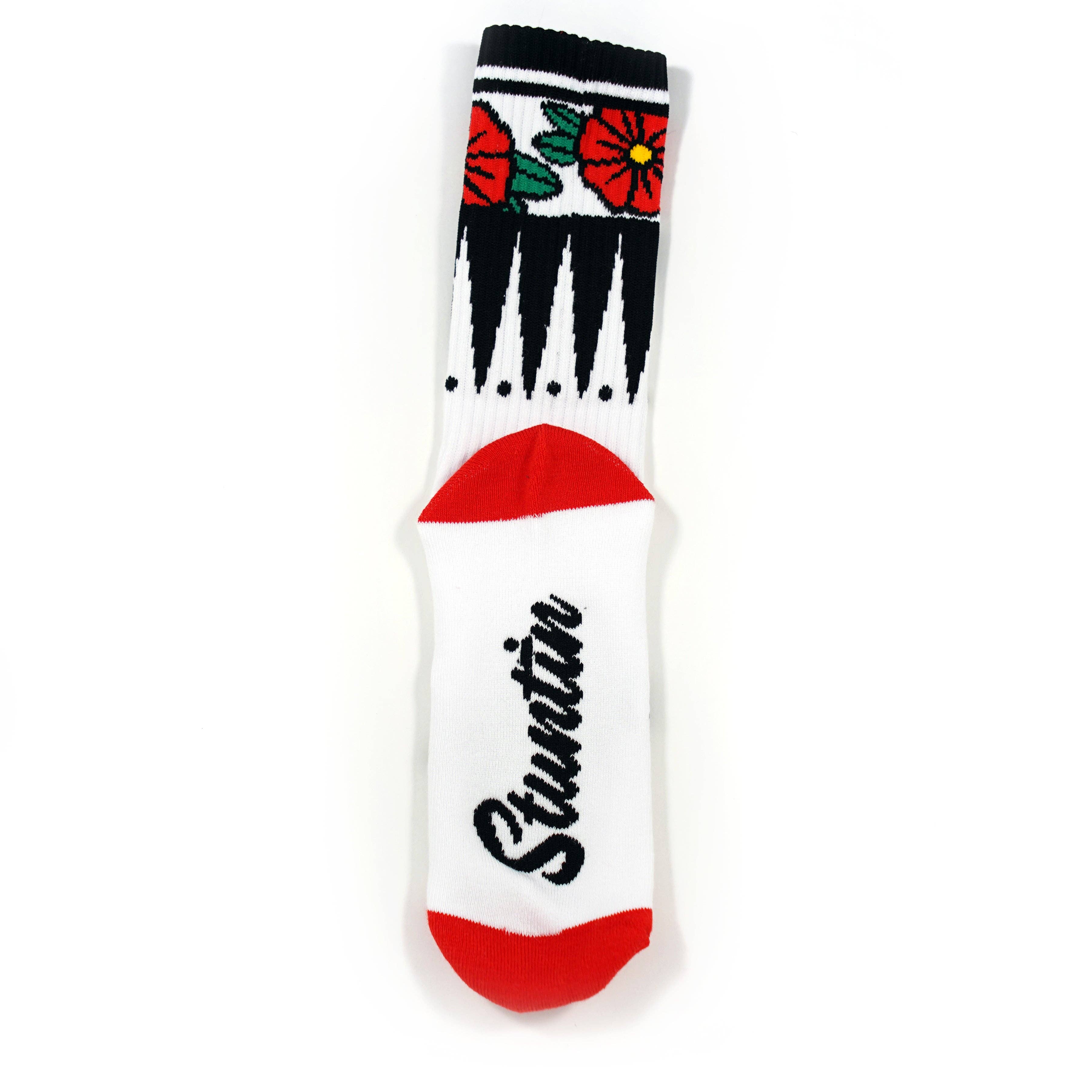 Geometric Flower White Socks
